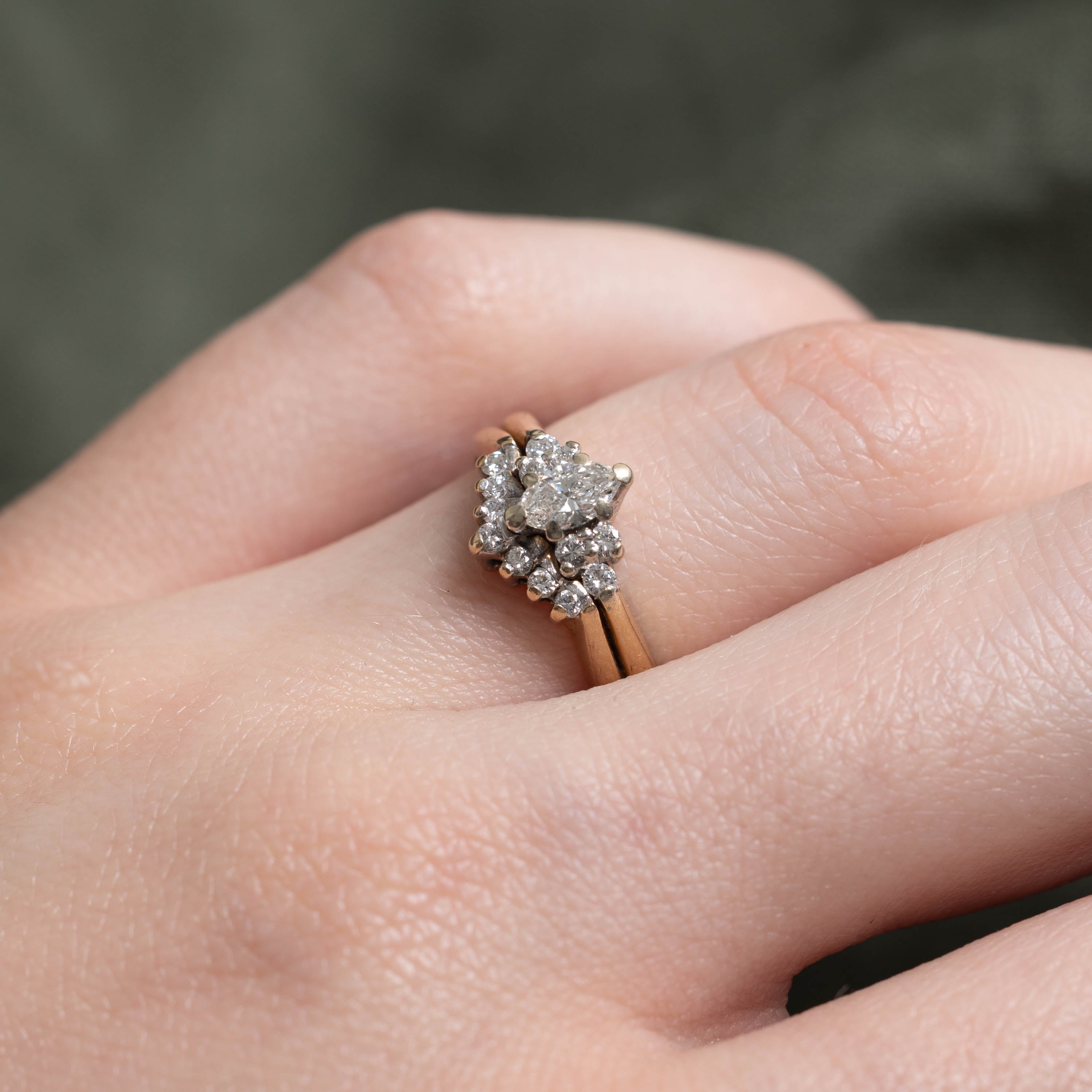 14k Diamond Cluster & Fused Contour Ring | 0.49ctw | SZ 4.75