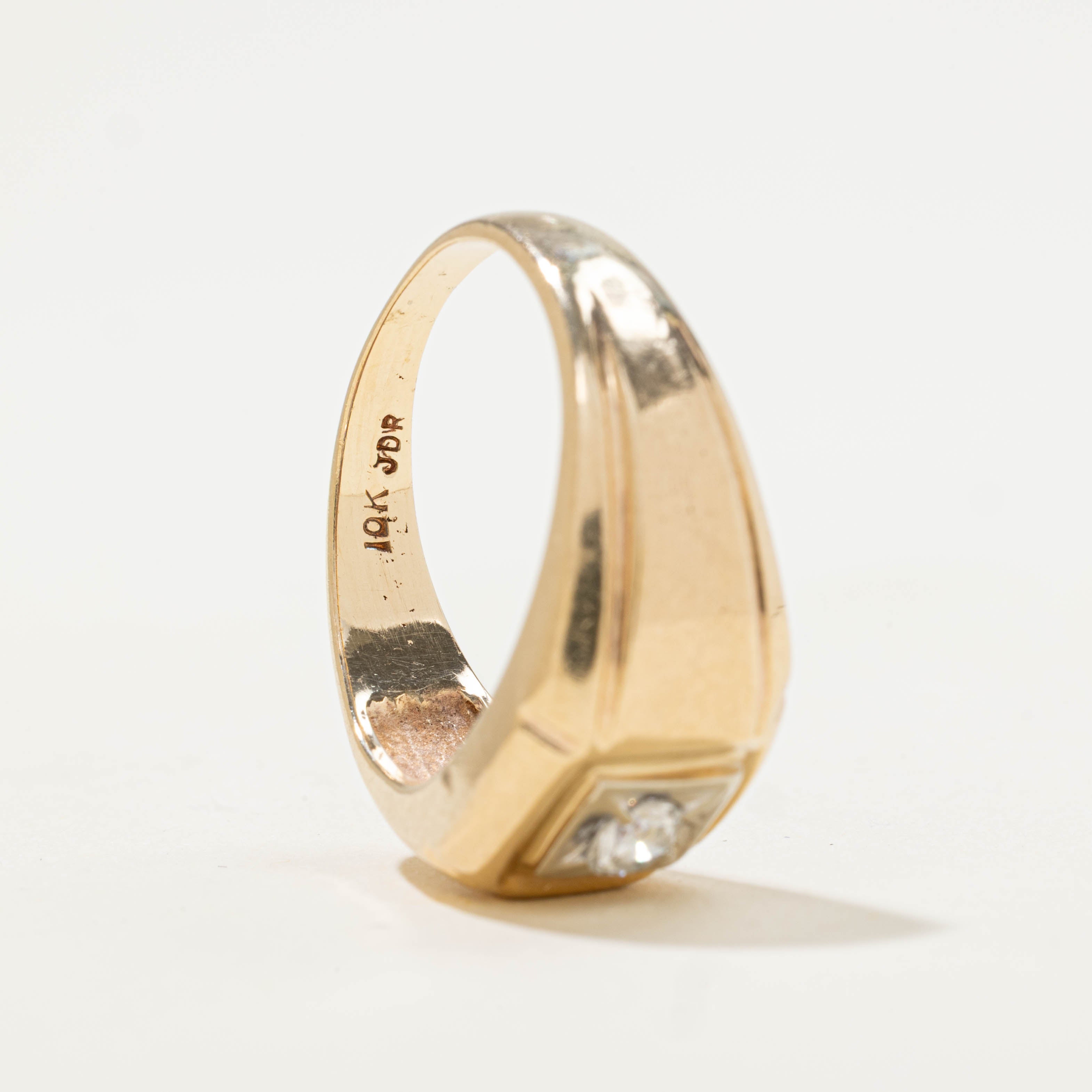 10k Illusion Set Diamond Grooved Dome Ring | 0.18ct | SZ 7.75