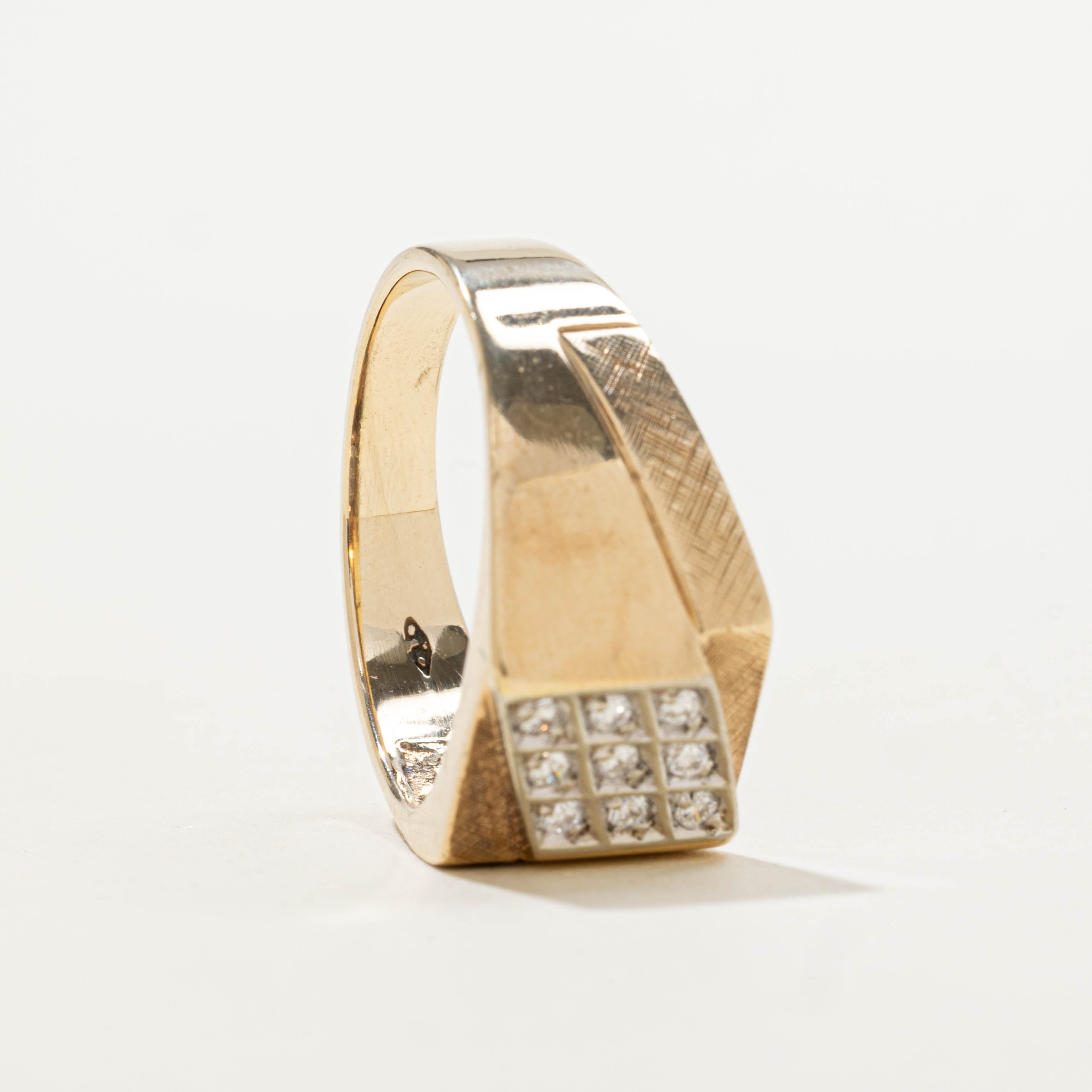 10k Diamond Diagram Grid Ring | 0.14ctw | SZ 10.25
