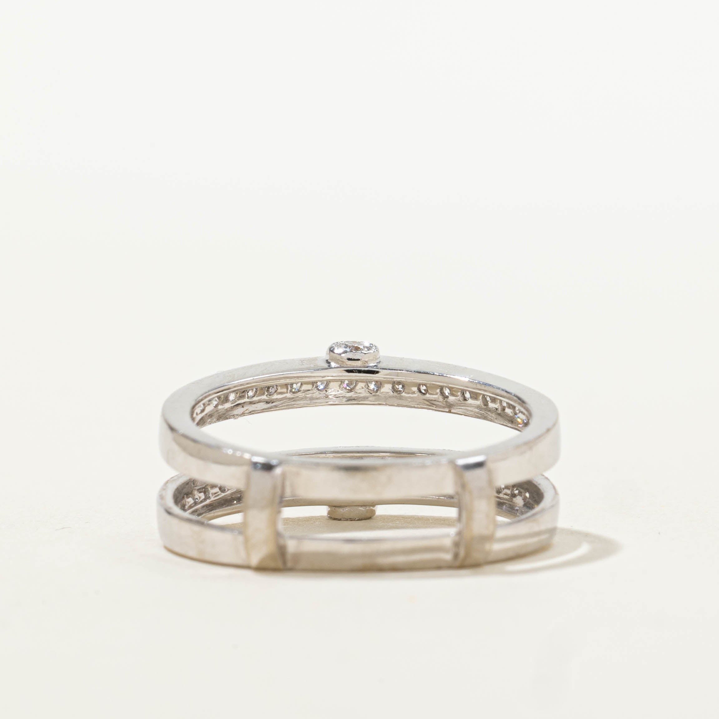 14k Semi Eternity Diamond Milgrained Stacked Ring | 0.43ctw | SZ 7
