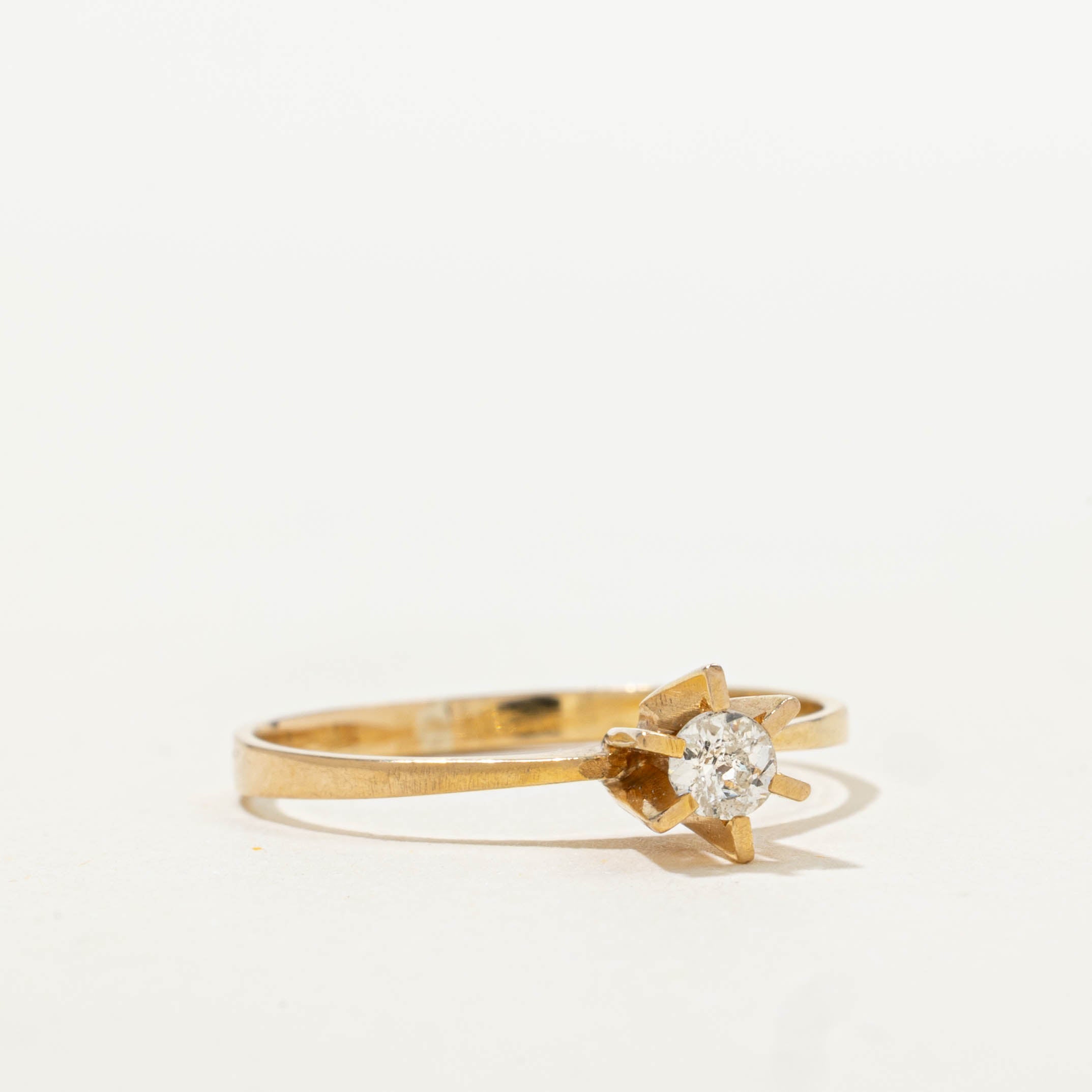 18k Six Prong Old Mine Cut Diamond Ring | 0.12ctw | SZ 6.5