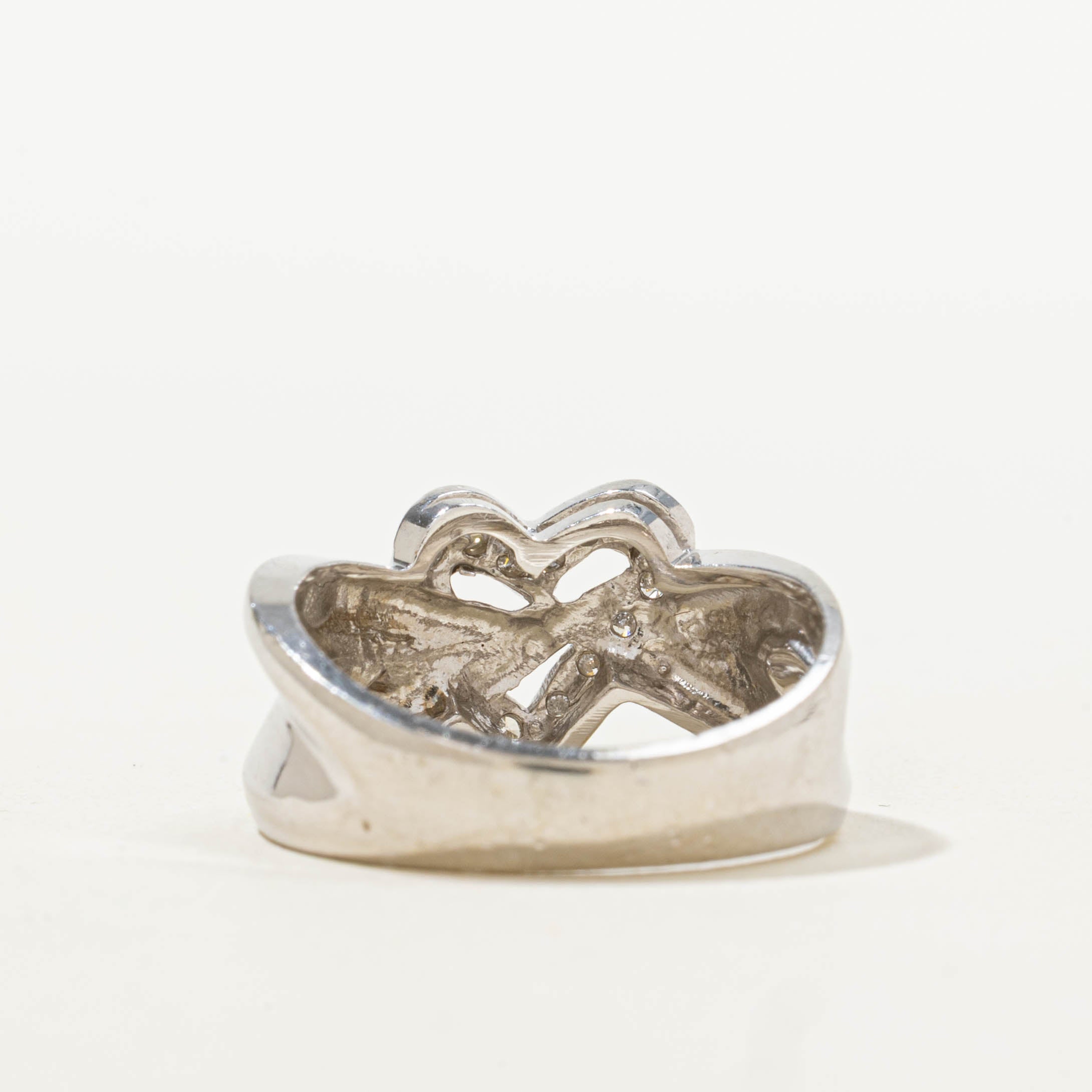 14k Diamond Heart Ribbon Ring | 0.13ctw | SZ 6.25
