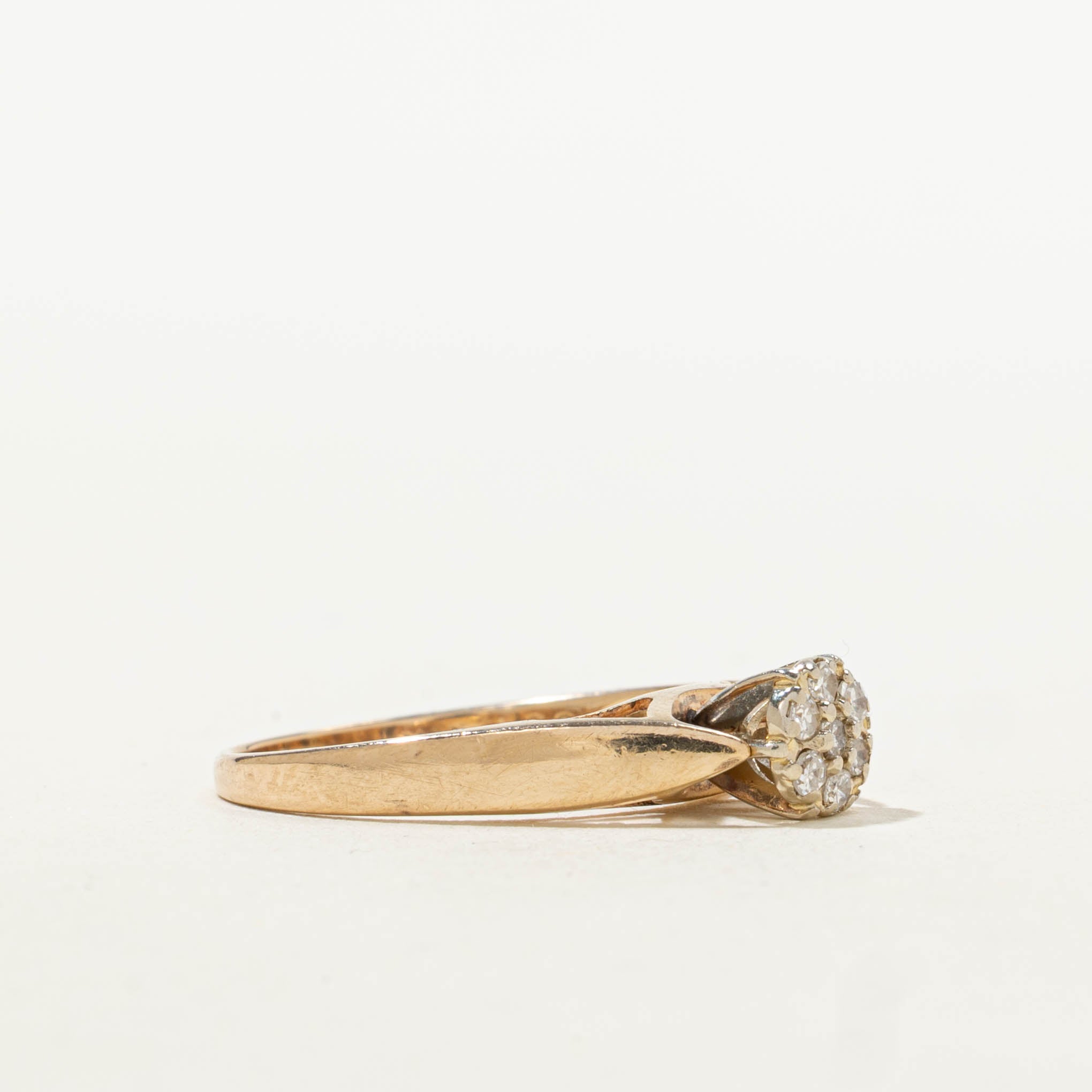 14k Diamond Daisy Cluster Cathedral Ring | 0.10ctw | SZ 6