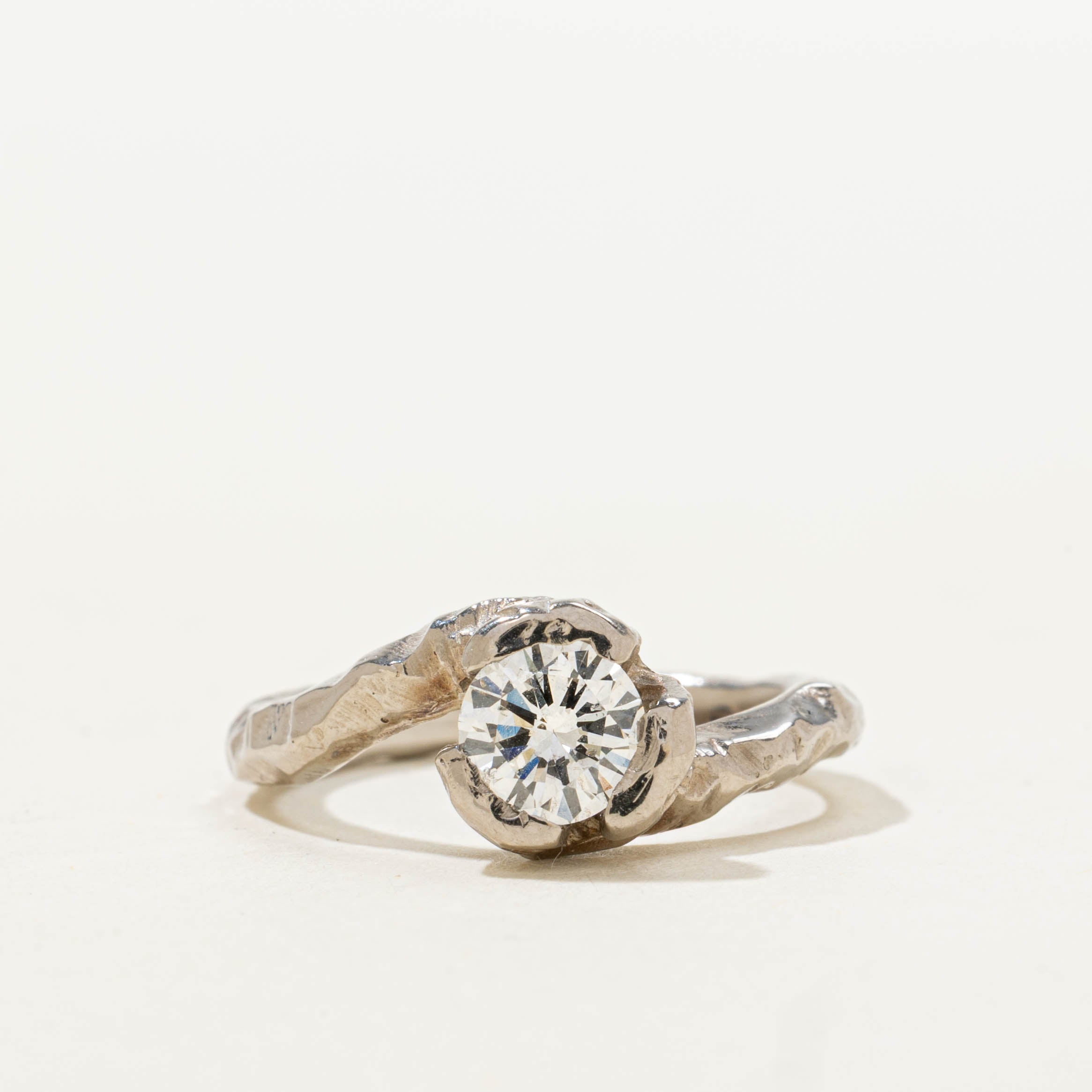18k Solitaire Diamond Rough Bypass Ring | 0.50ct | SZ 4.25
