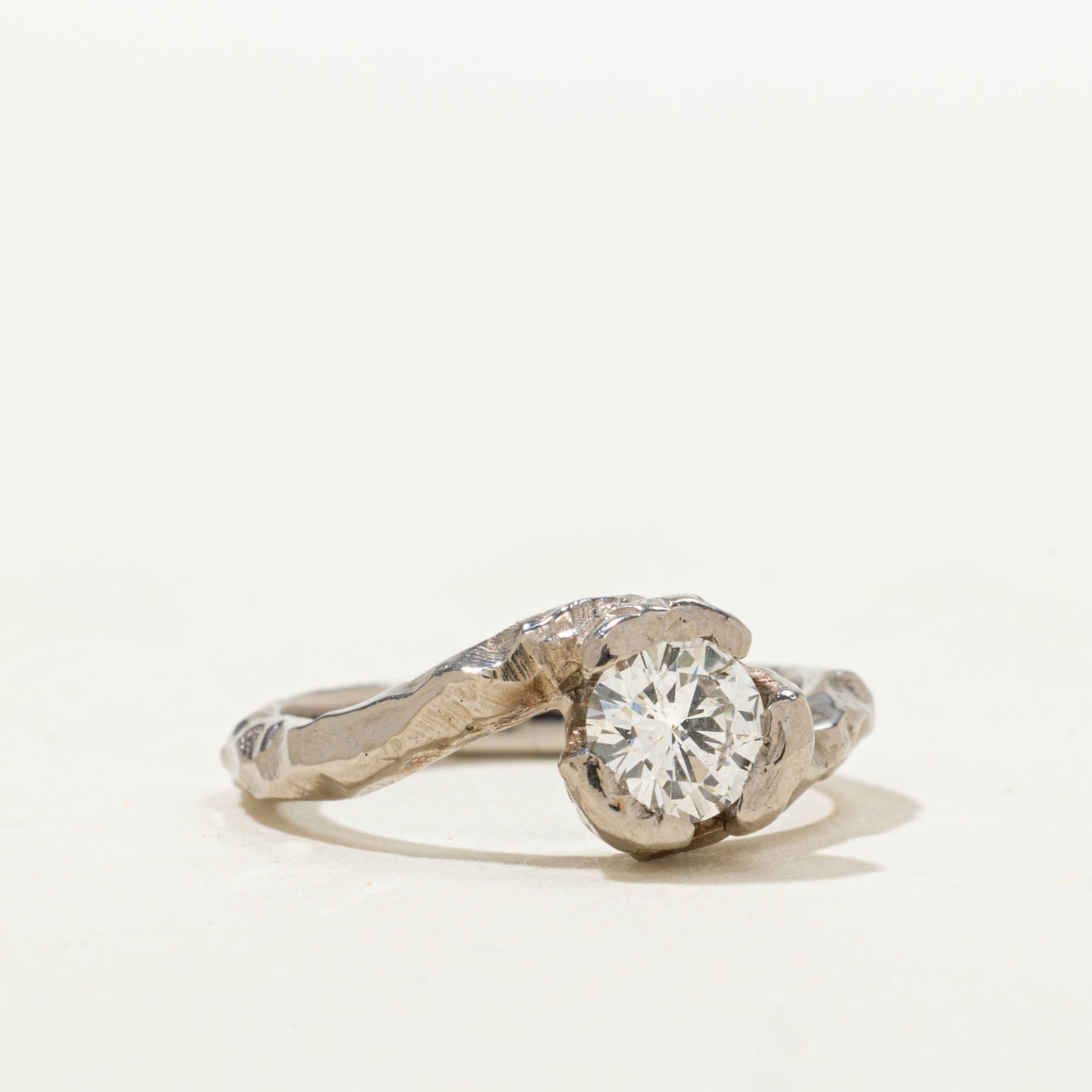 18k Solitaire Diamond Rough Bypass Ring | 0.50ct | SZ 4.25