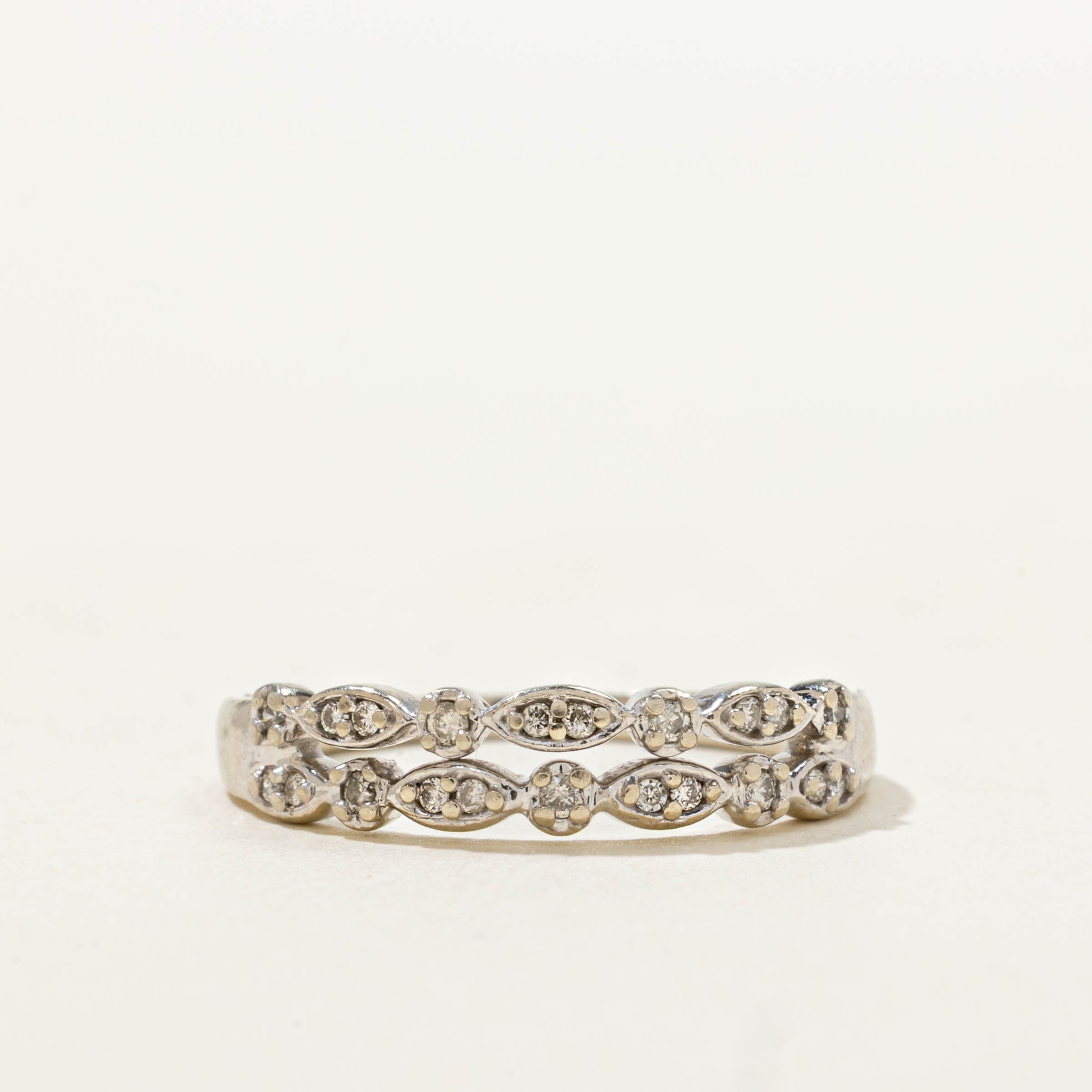 10k Multi Row Diamond Marquise Split Ring | 0.13ctw | SZ 7.25
