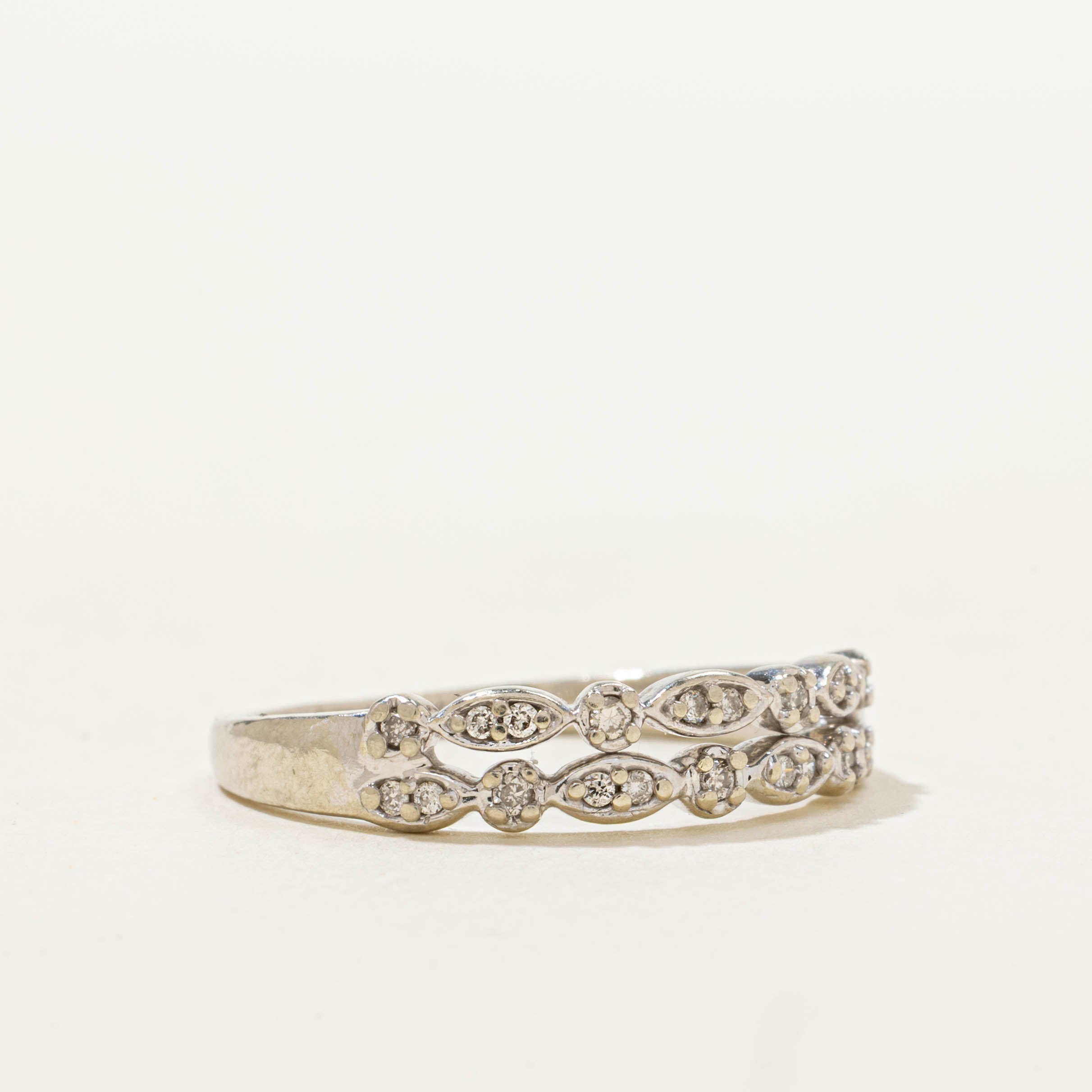 10k Multi Row Diamond Marquise Split Ring | 0.13ctw | SZ 7.25