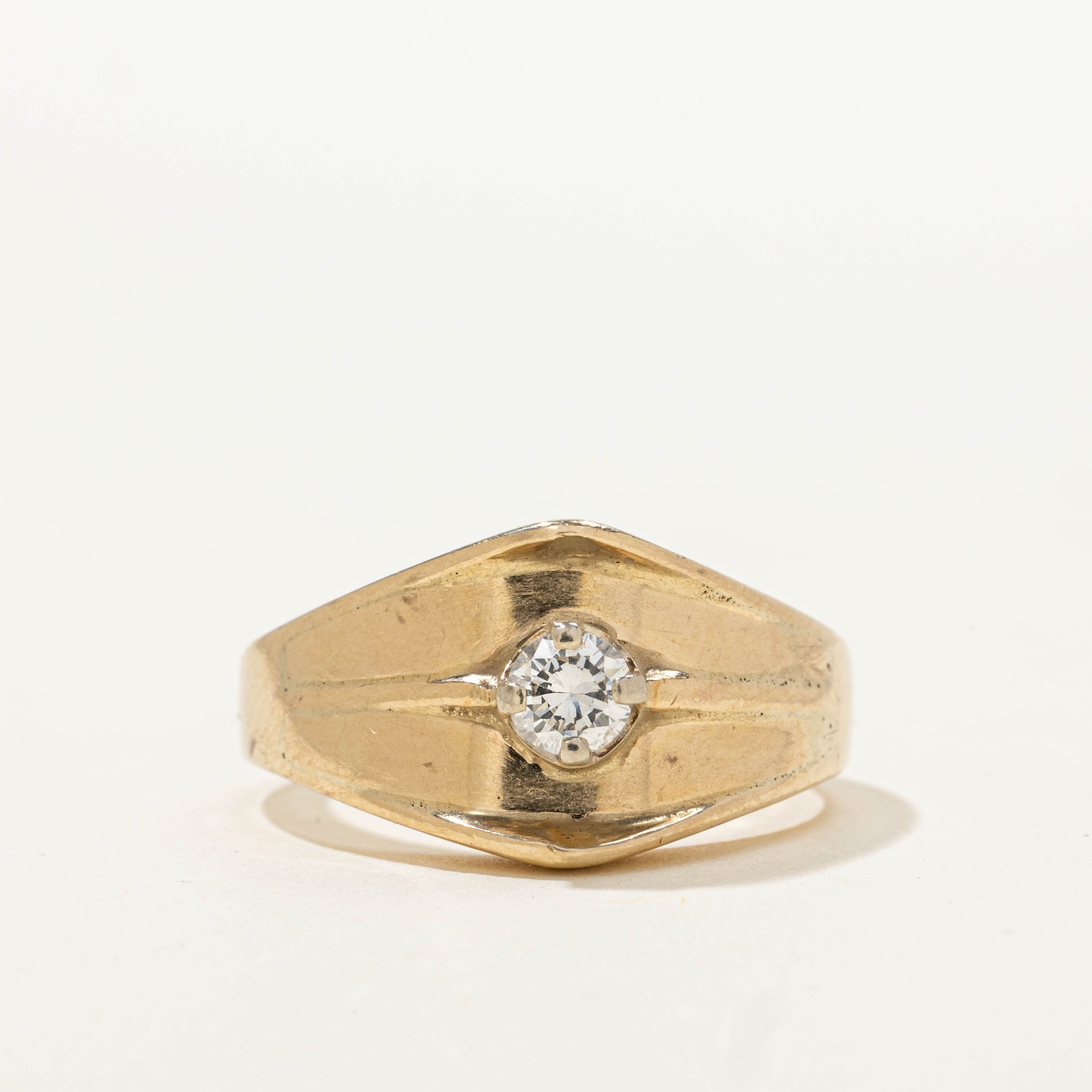 10k Solitaire Diamond Grooved Dome Ring | 0.20ct VS1/VS2 G/H | SZ 6.75