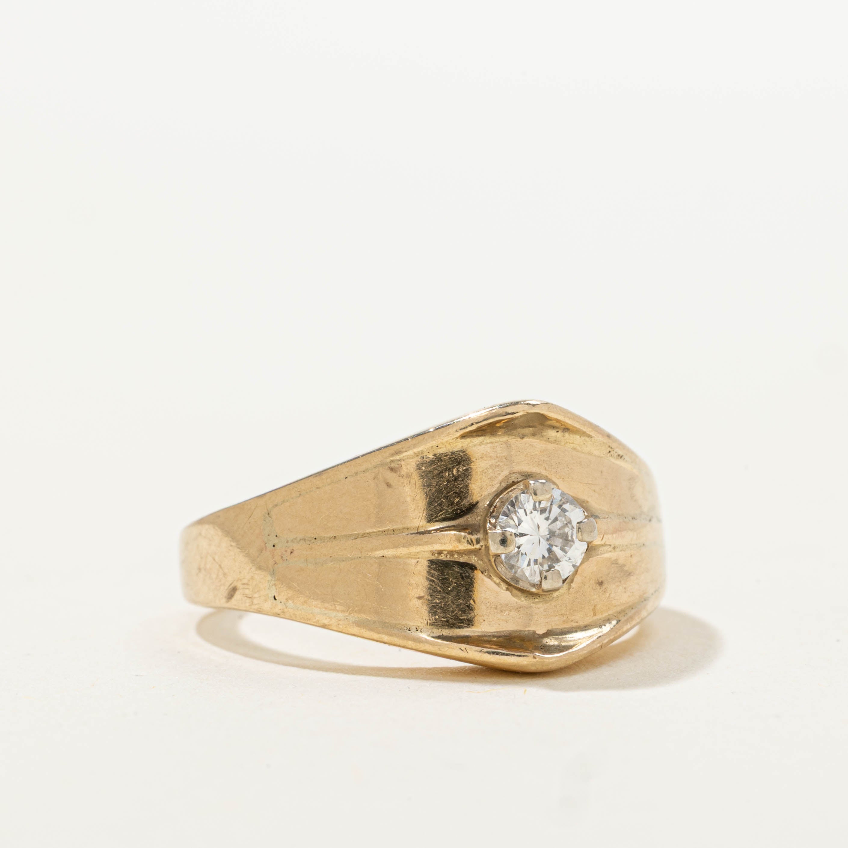 10k Solitaire Diamond Grooved Dome Ring | 0.20ct VS1/VS2 G/H | SZ 6.75