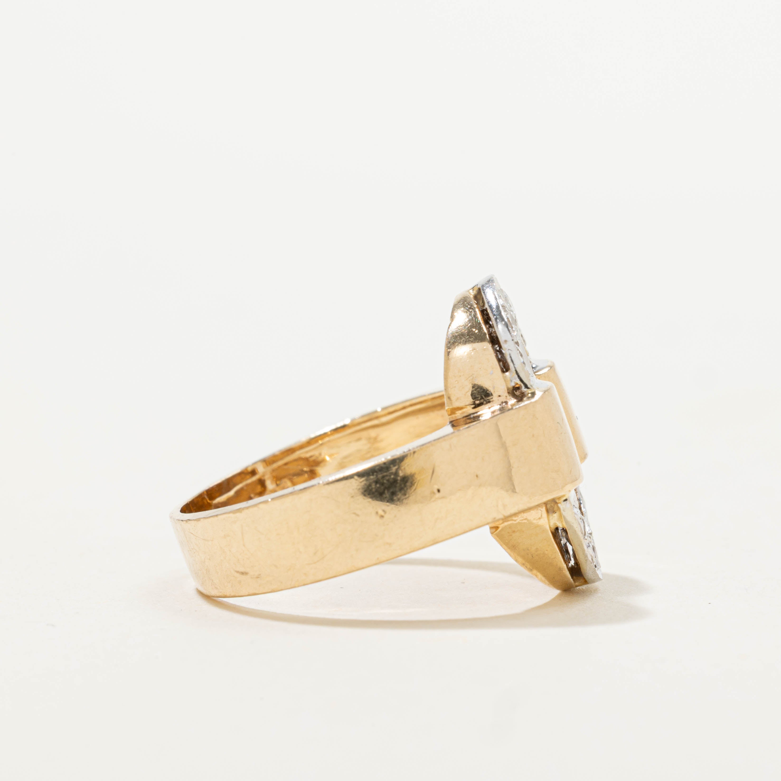14k Two Tone Diamond Buckle Ring | 0.30ctw | SZ 7