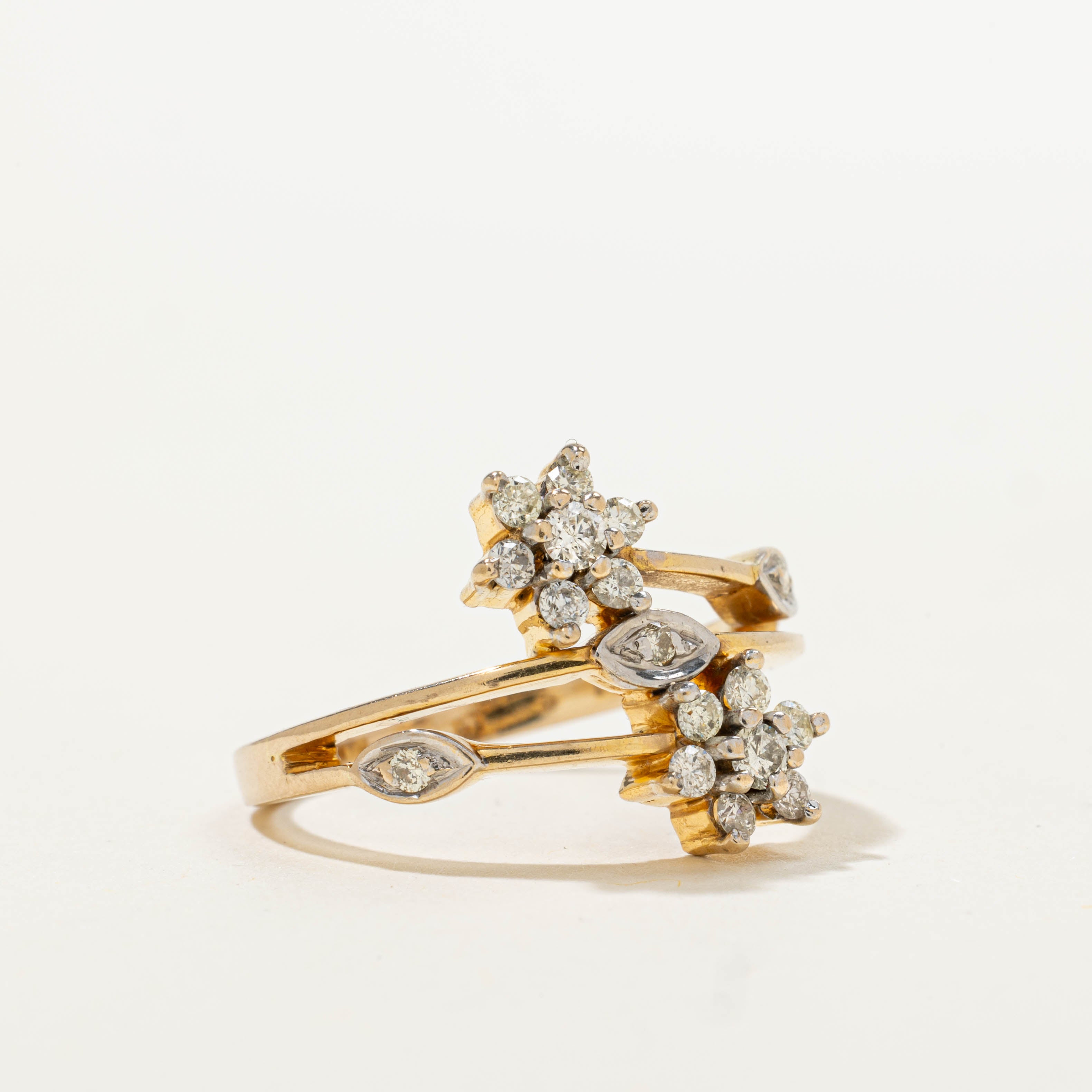 18k Scattered Diamond Petal Openwork Ring | 0.40ctw | SZ 7