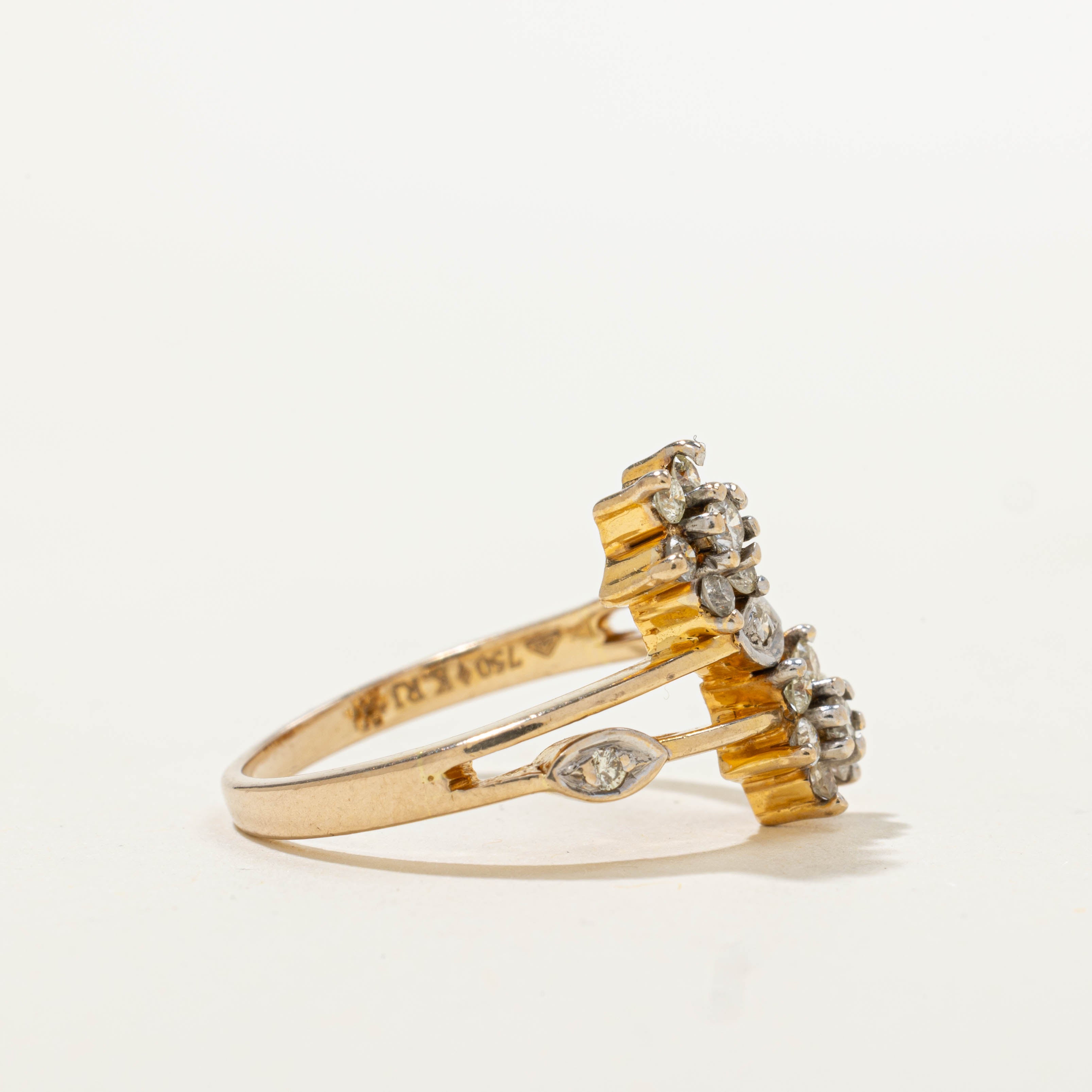 18k Scattered Diamond Petal Openwork Ring | 0.40ctw | SZ 7