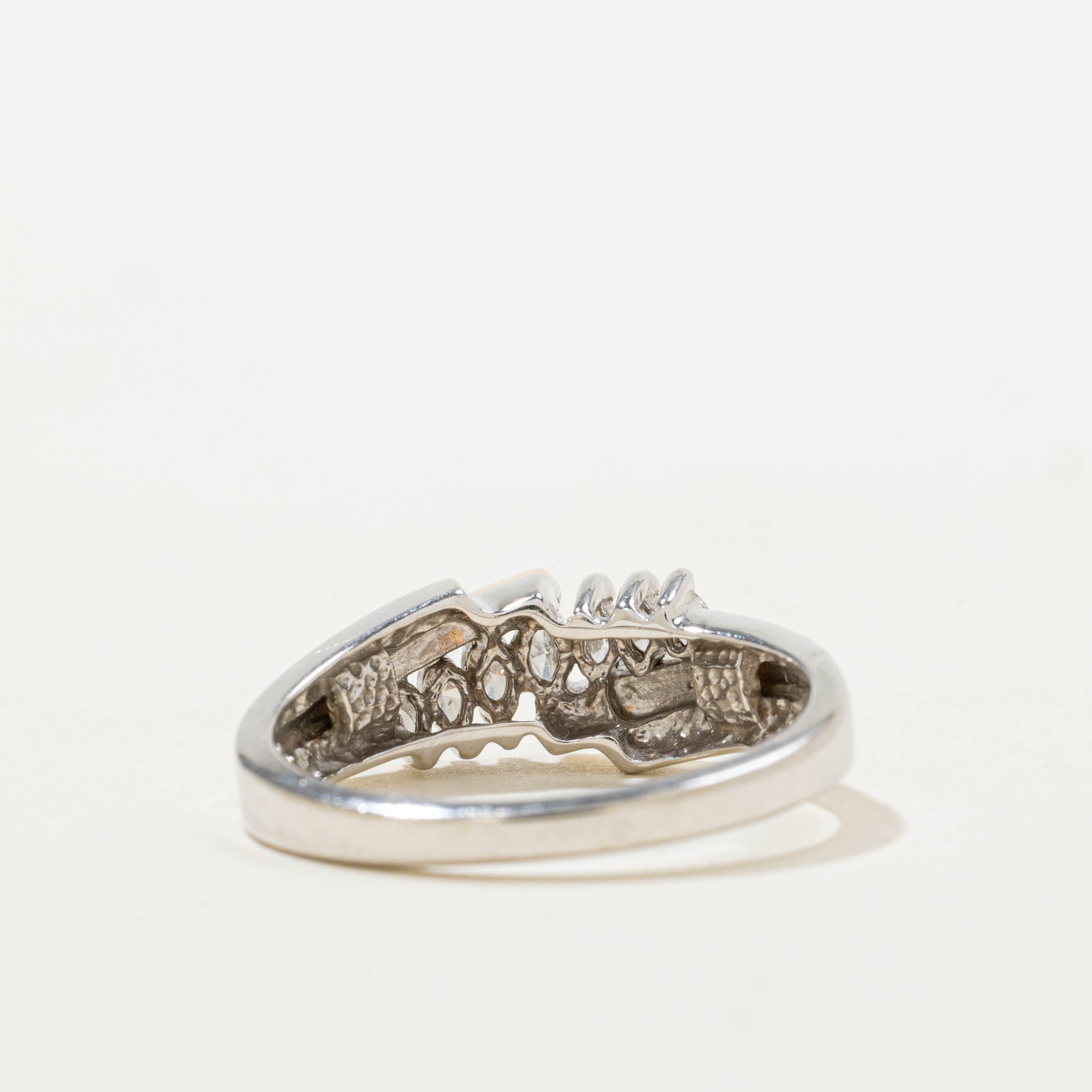 14k Two Tone Marquise Cut Diagonal Diamond Ring | 0.40ctw | SZ 7