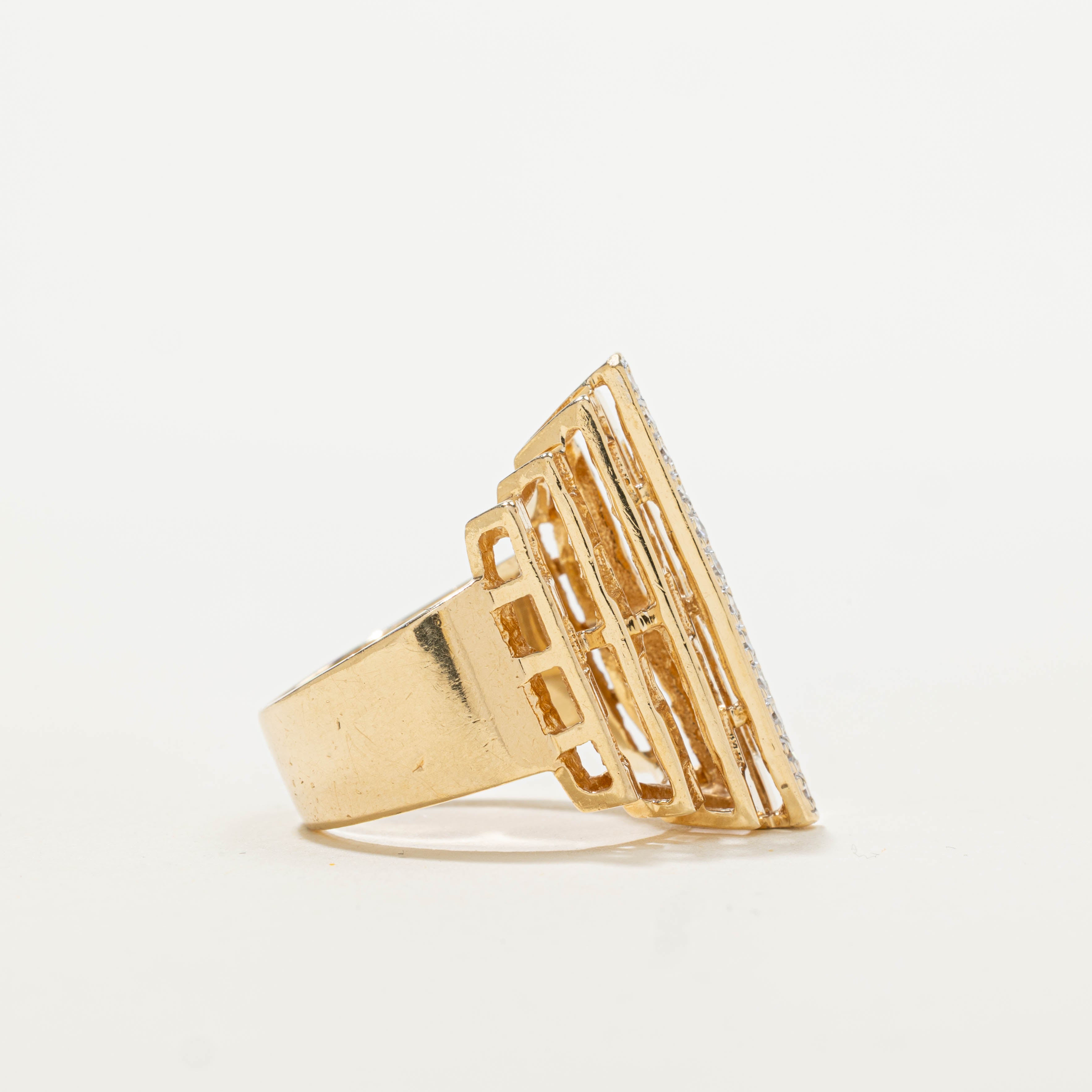 14k Diamond Column Geometric Cocktail Ring | 0.24ctw | SZ 5.75