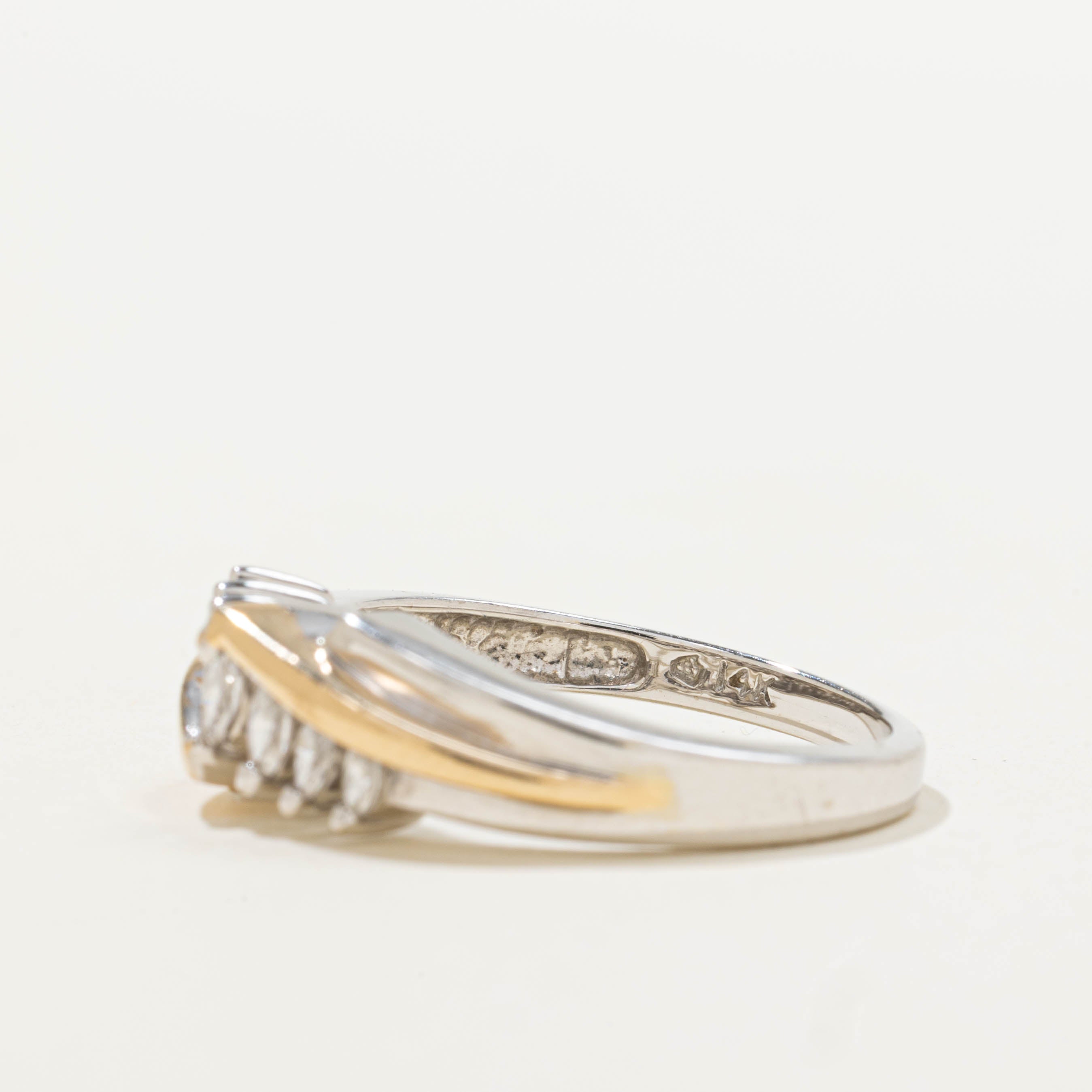 14k Two Tone Marquise Cut Diagonal Diamond Ring | 0.40ctw | SZ 7