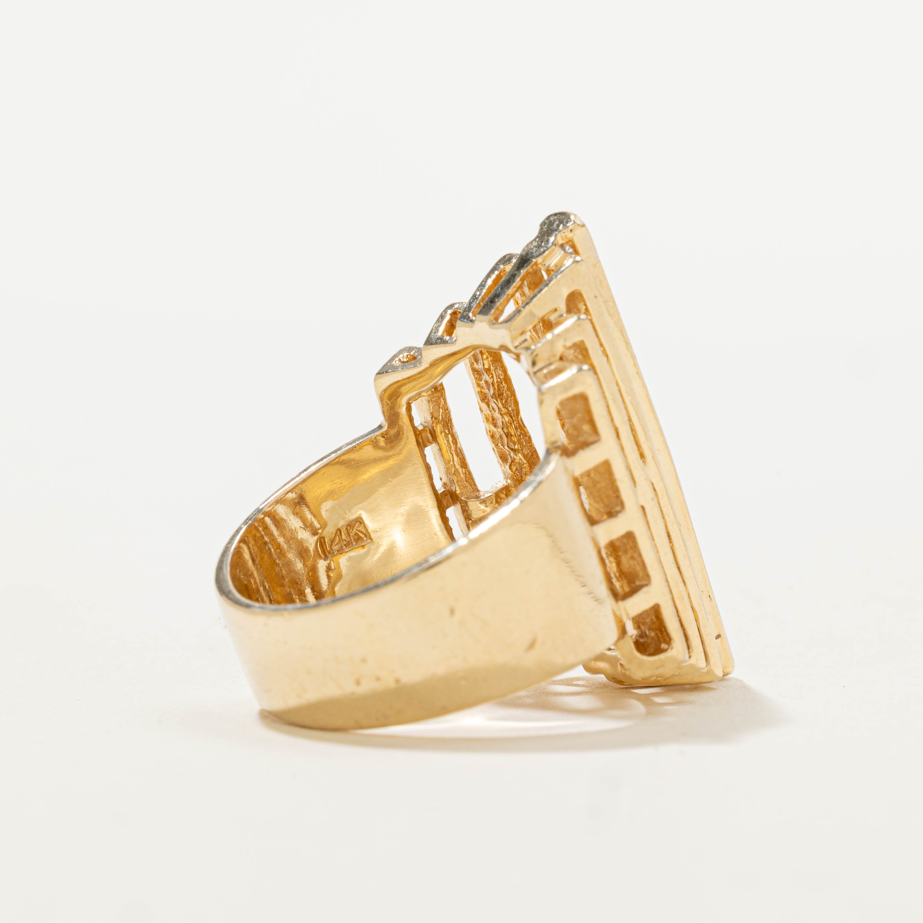 14k Diamond Column Geometric Cocktail Ring | 0.24ctw | SZ 5.75