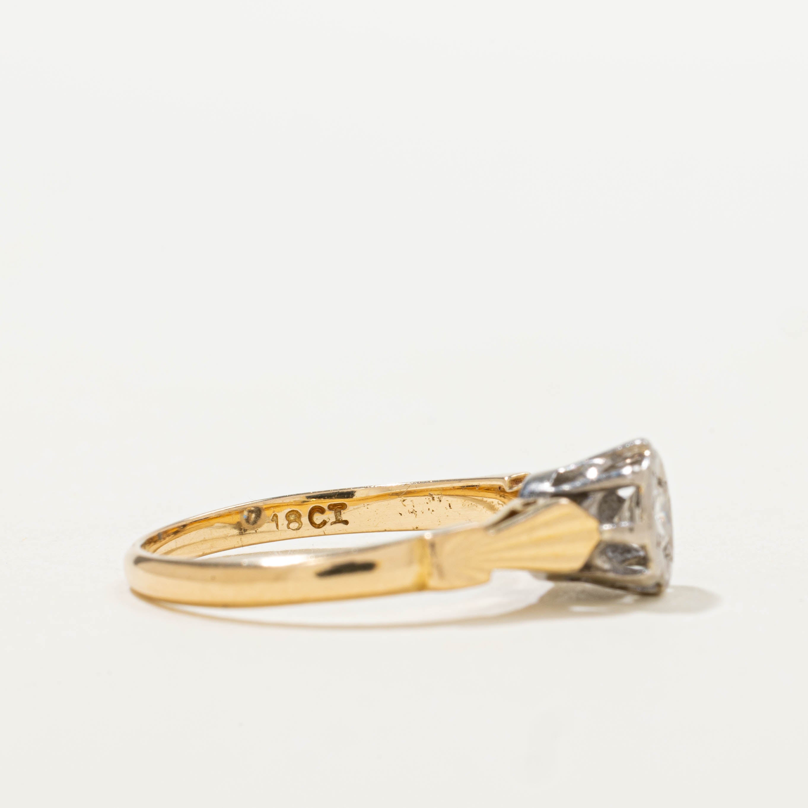 18k Two Tone Diamond Geometric Ring | 0.16ctw | SZ 6.25