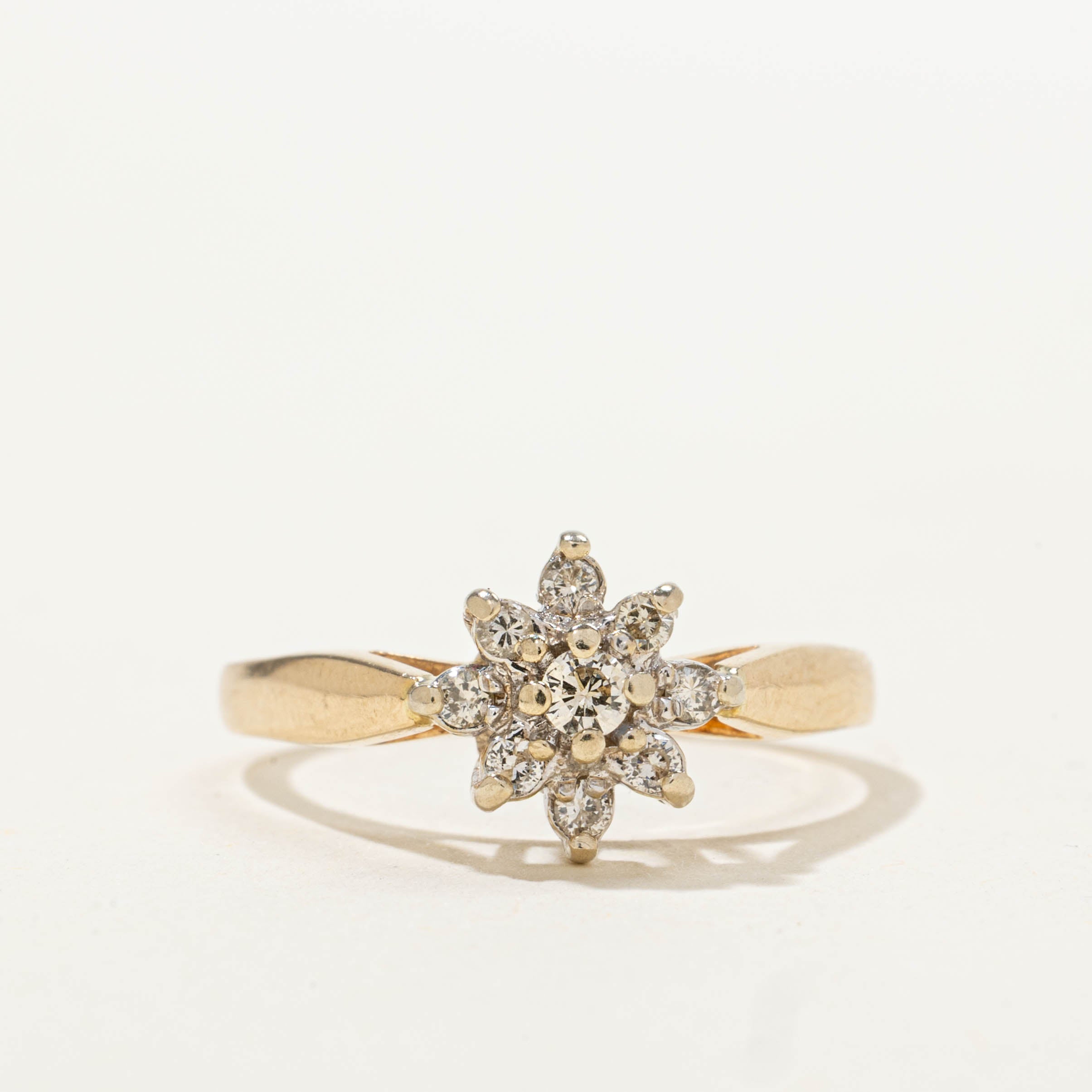 14k Diamond Petal Cluster Ring | 0.18ctw | SZ 6