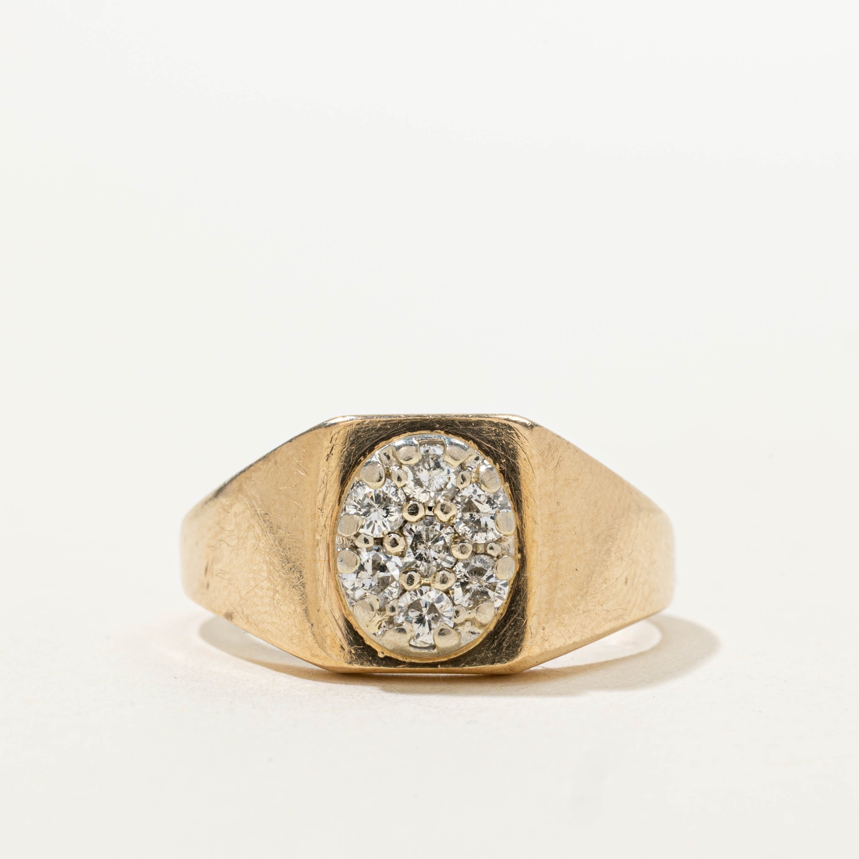 10k Diamond Cluster Signet Ring | 0.44ctw | SZ 8.75