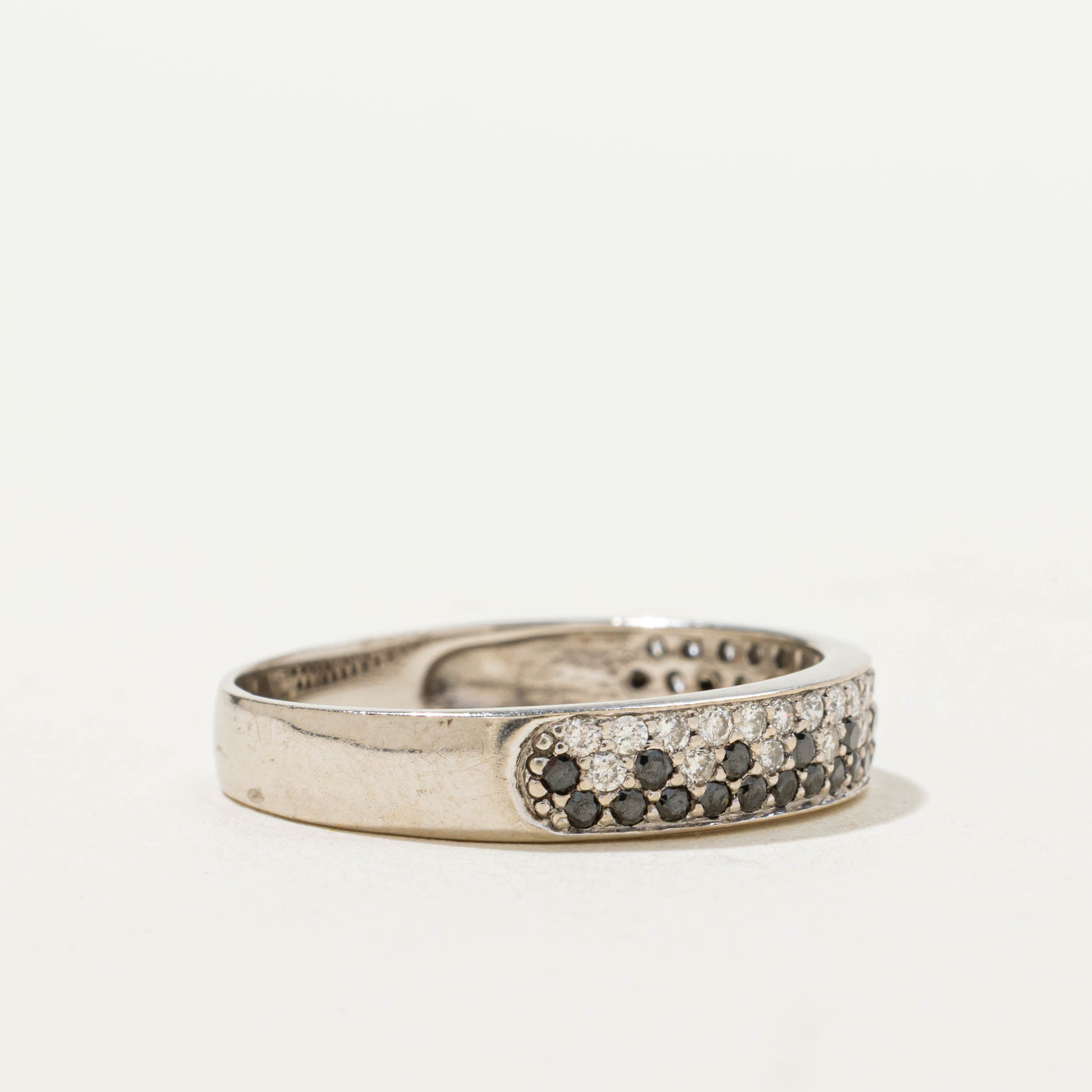 14k Pave Set Black & White Diamond Band | 0.30ctw | SZ 7.75