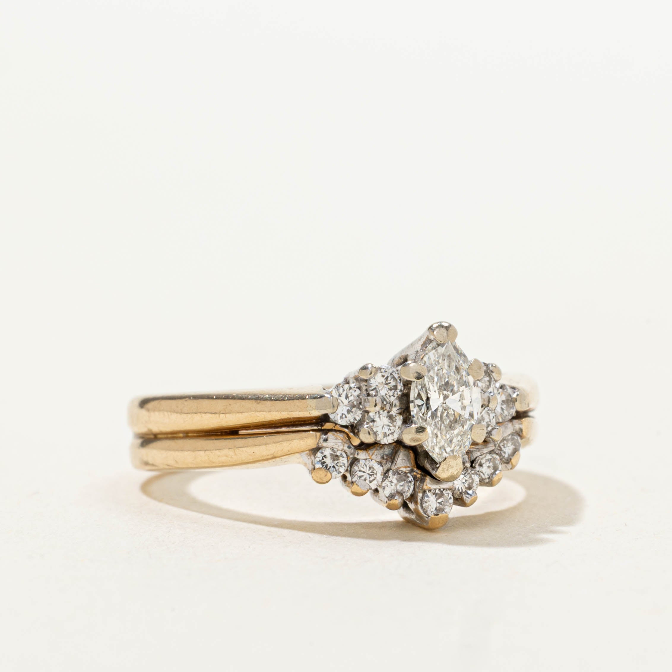 14k Diamond Cluster & Fused Contour Ring | 0.49ctw | SZ 4.75