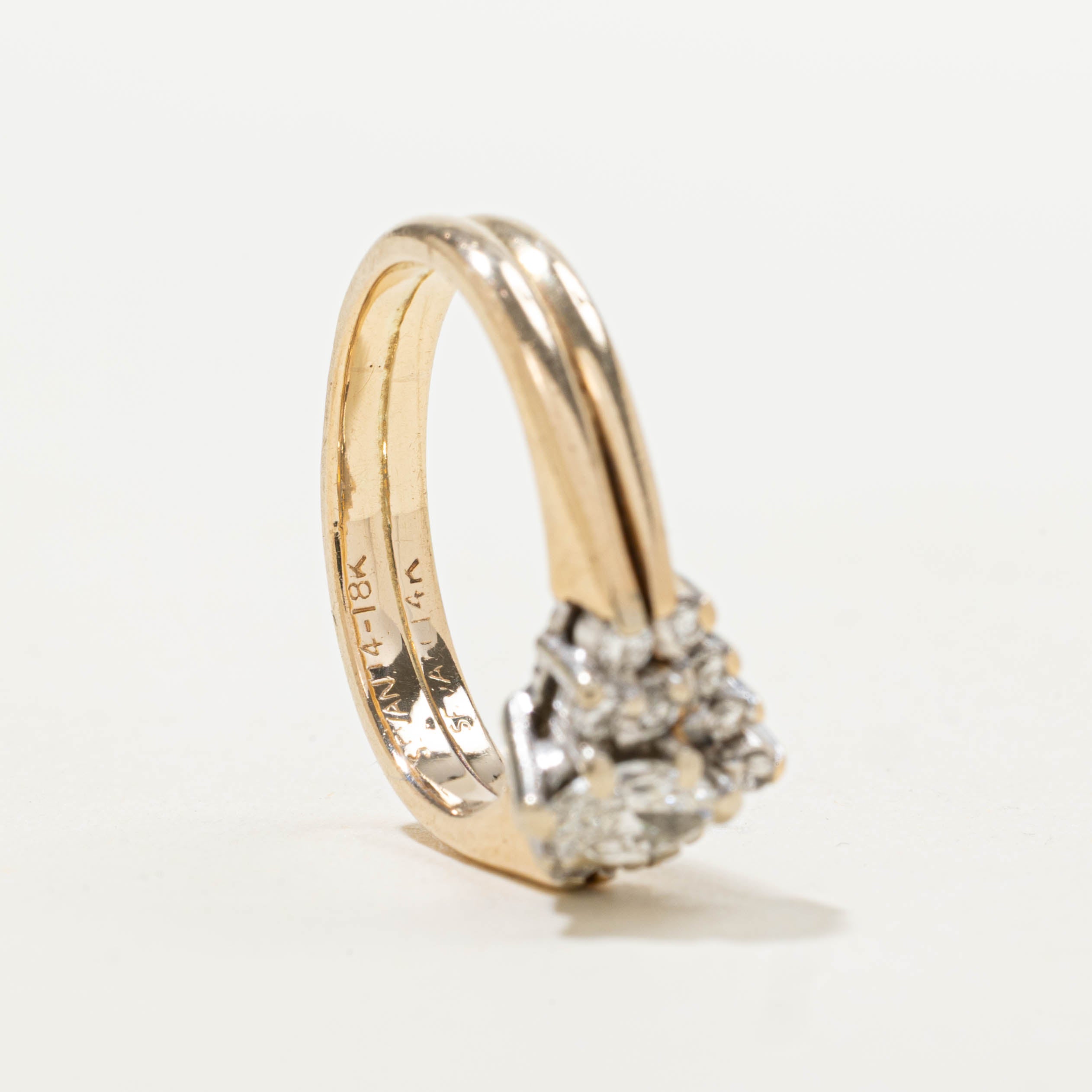 14k Diamond Cluster & Fused Contour Ring | 0.49ctw | SZ 4.75