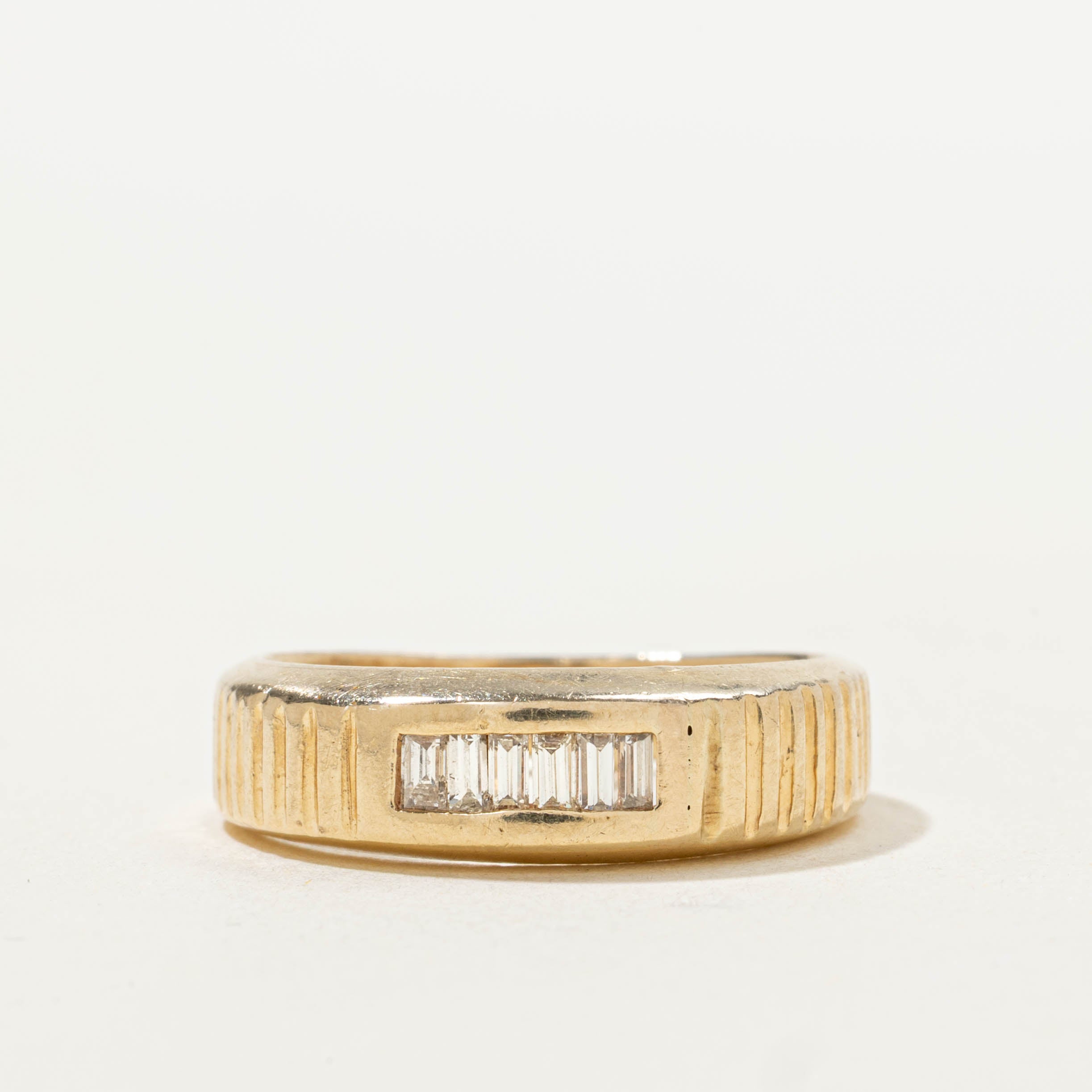 14k Channel Set Diamond Fluted Ring | 0.30ctw | SZ 6.75