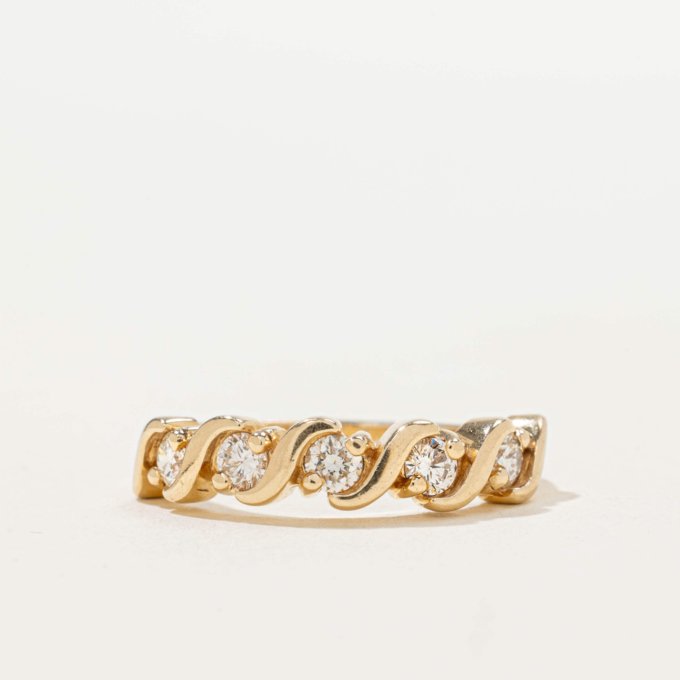 14k Five Stone Diamond Wavy Ring | 0.45ctw | SZ 6.5
