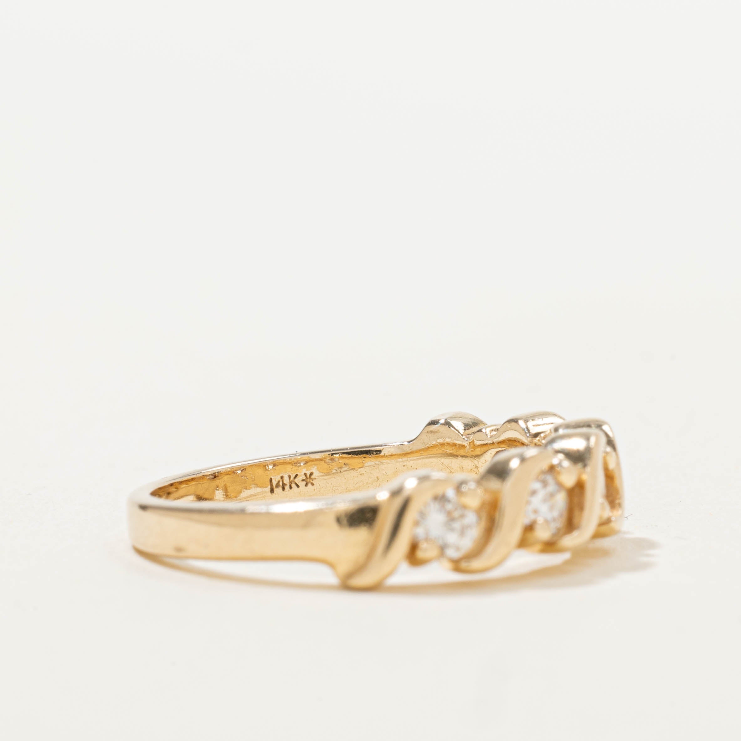 14k Five Stone Diamond Wavy Ring | 0.45ctw | SZ 6.5