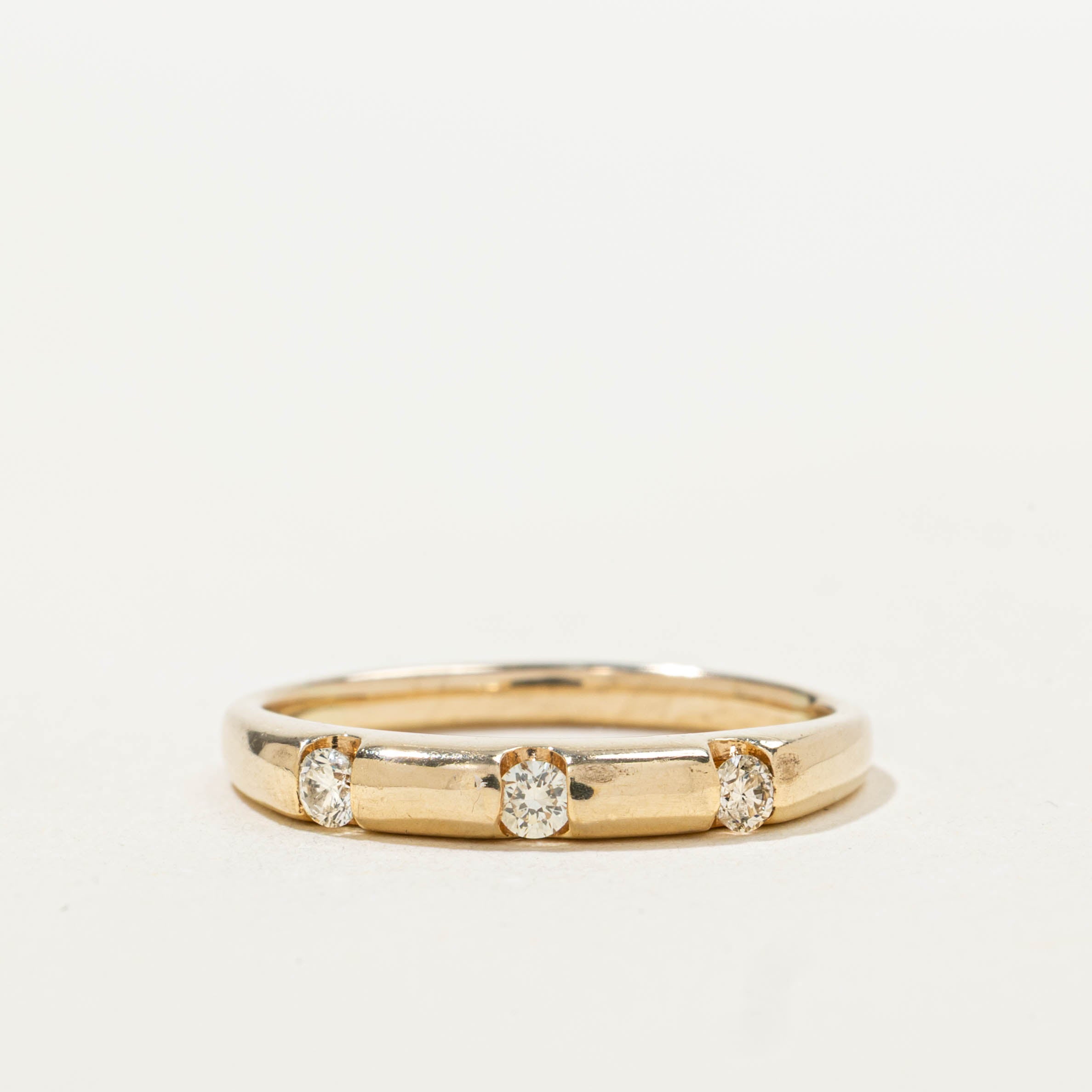 14k Tension Set Three Stone Diamond Ring | 0.10ctw | SZ 8.25