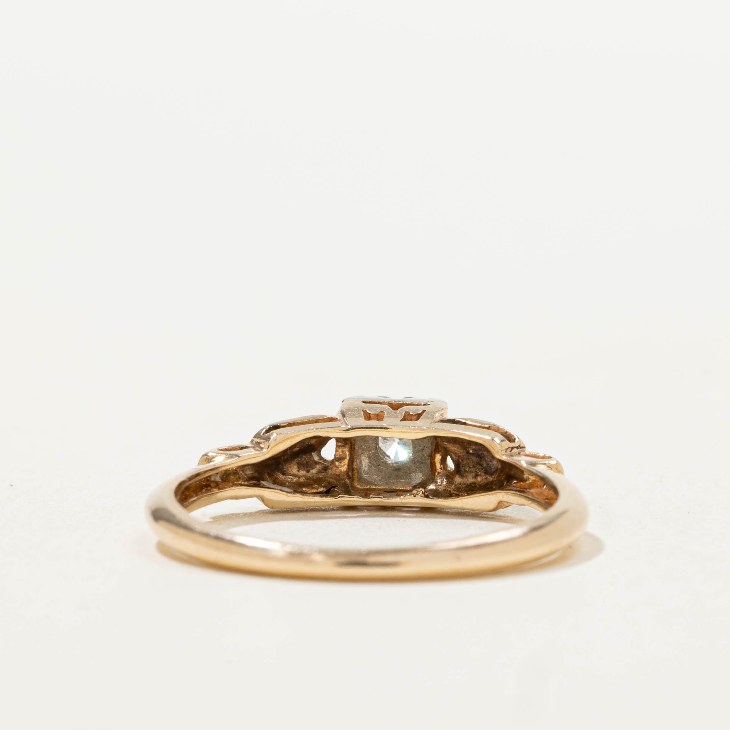 14k Two Tone Illusion Set Diamond Ring | 0.07ctw | SZ 6.25