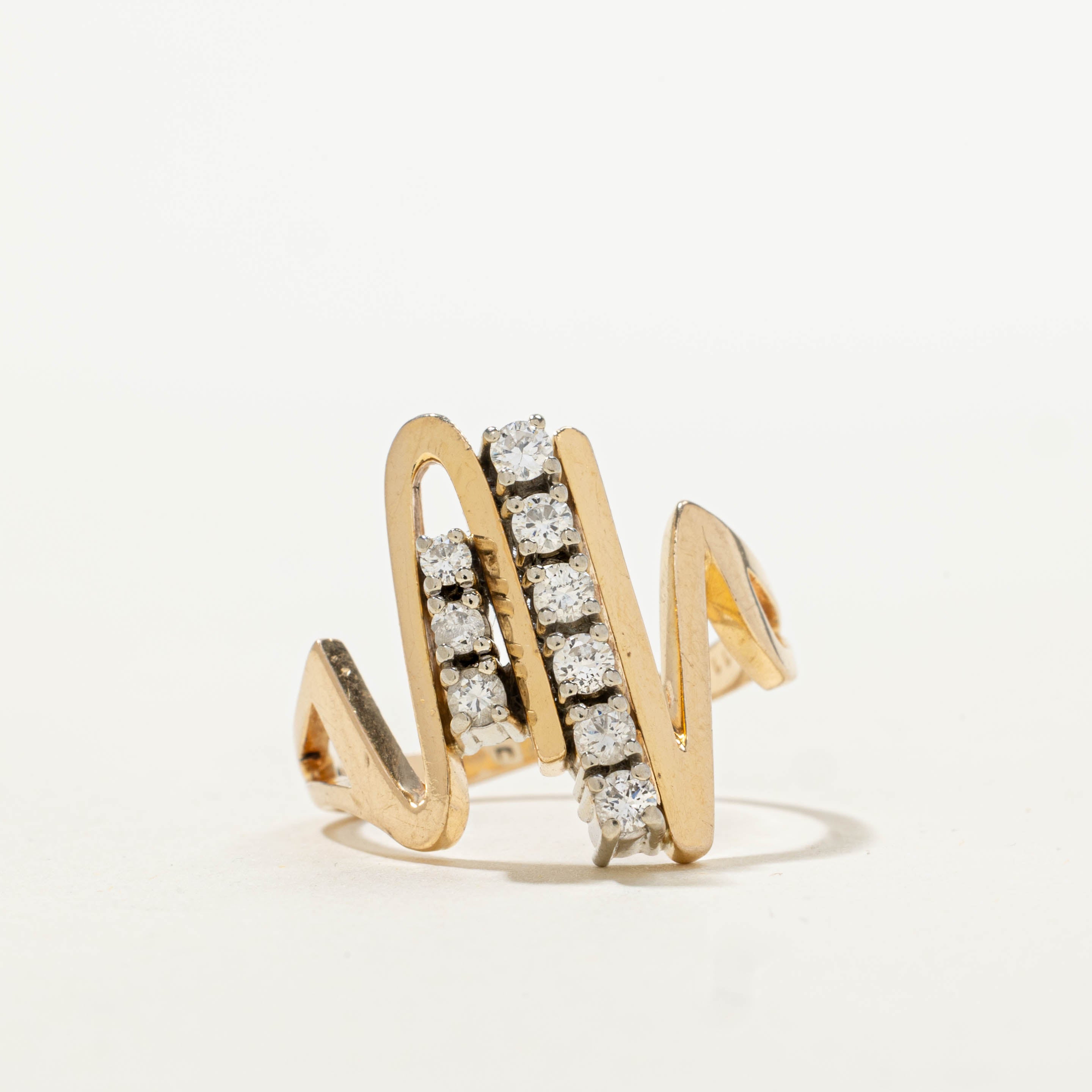 14k Diamond Abstract Squiggle Ring | 0.44ctw | SZ 6.5