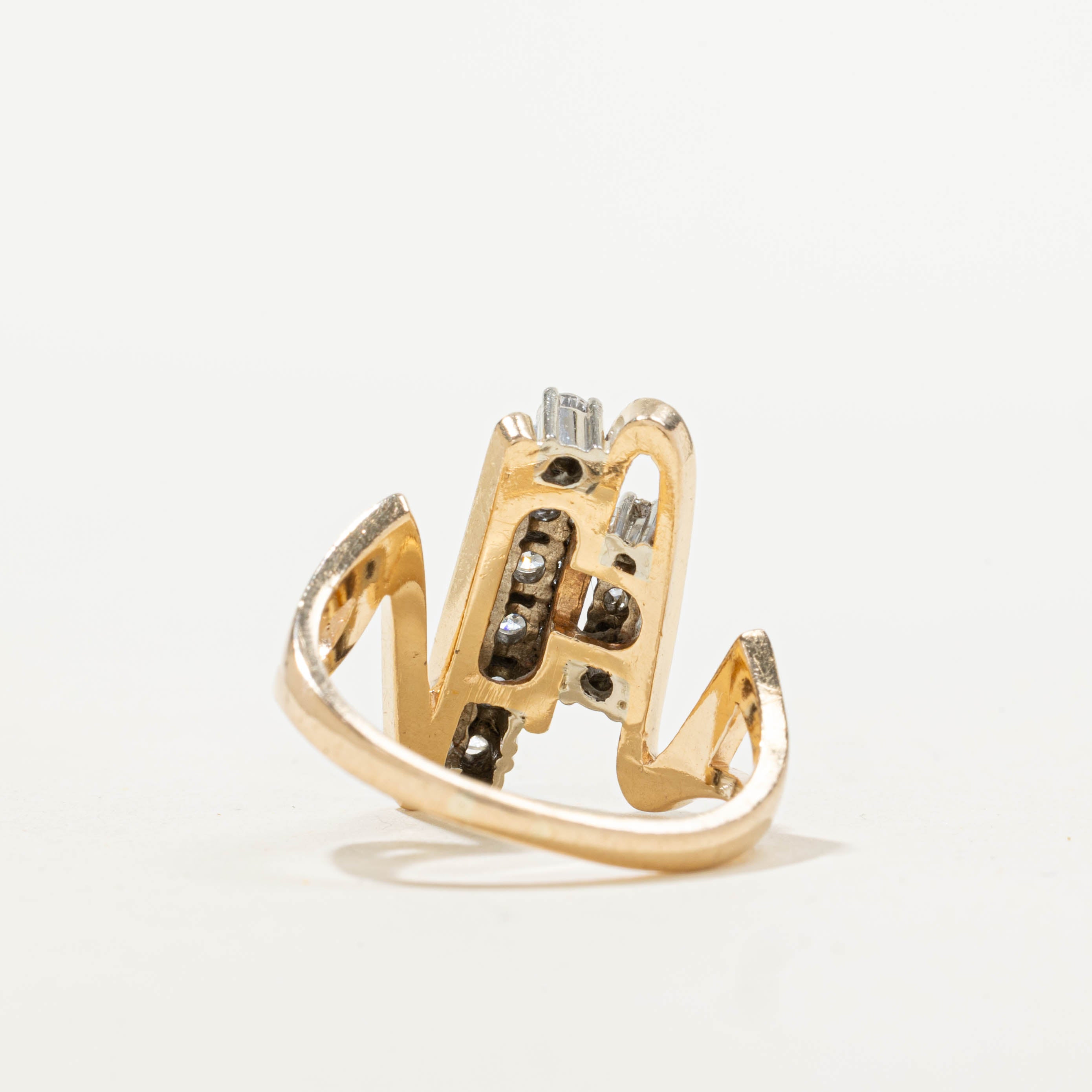 14k Diamond Abstract Squiggle Ring | 0.44ctw | SZ 6.5