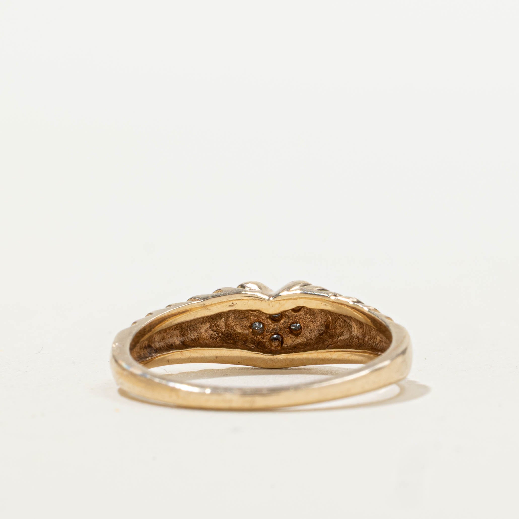 10k Diamond Heart Croissant Ring | 0.05ctw | SZ 5.25