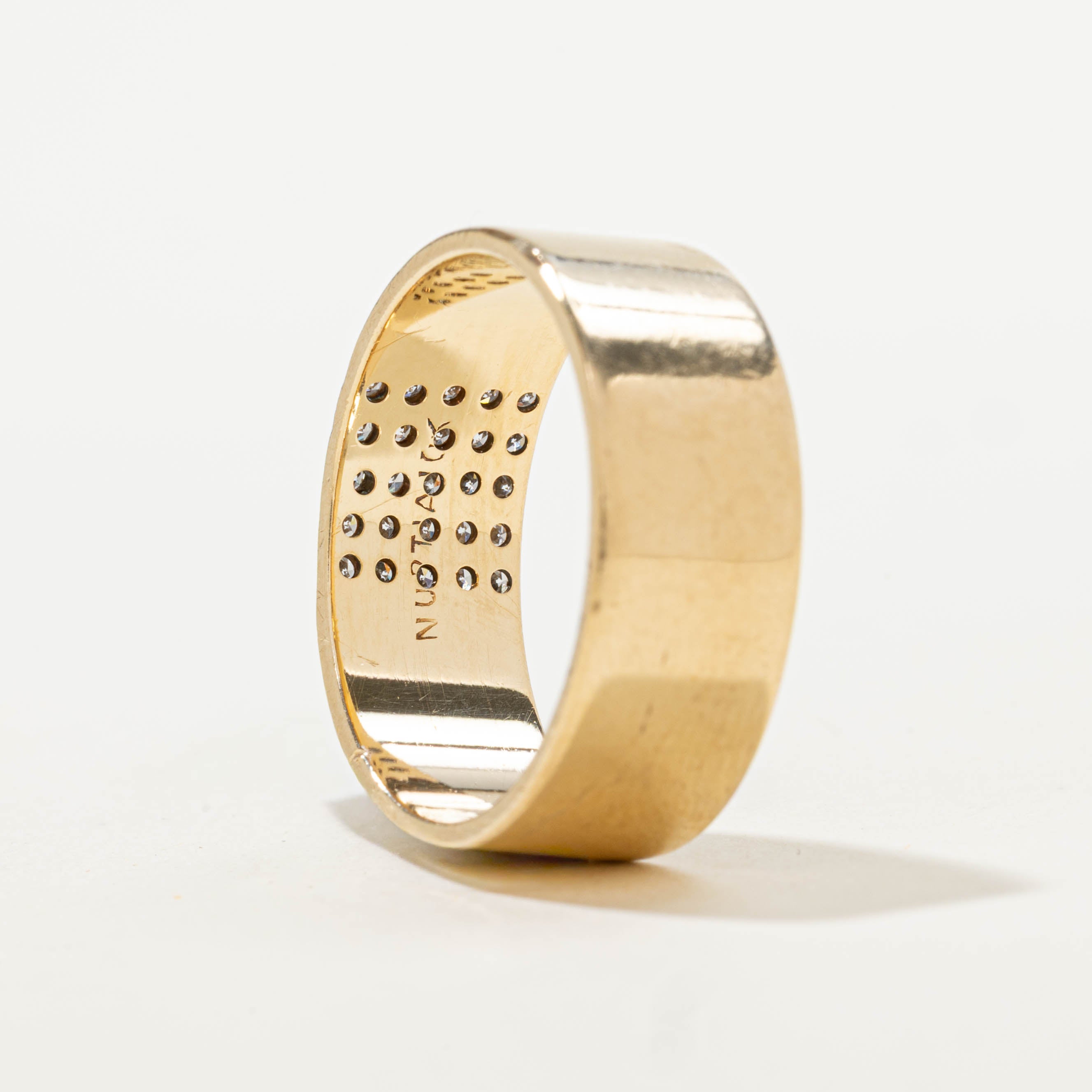 10k Pavé Set Diamond Grid Band | 0.50ctw | 8.40mm | SZ 10