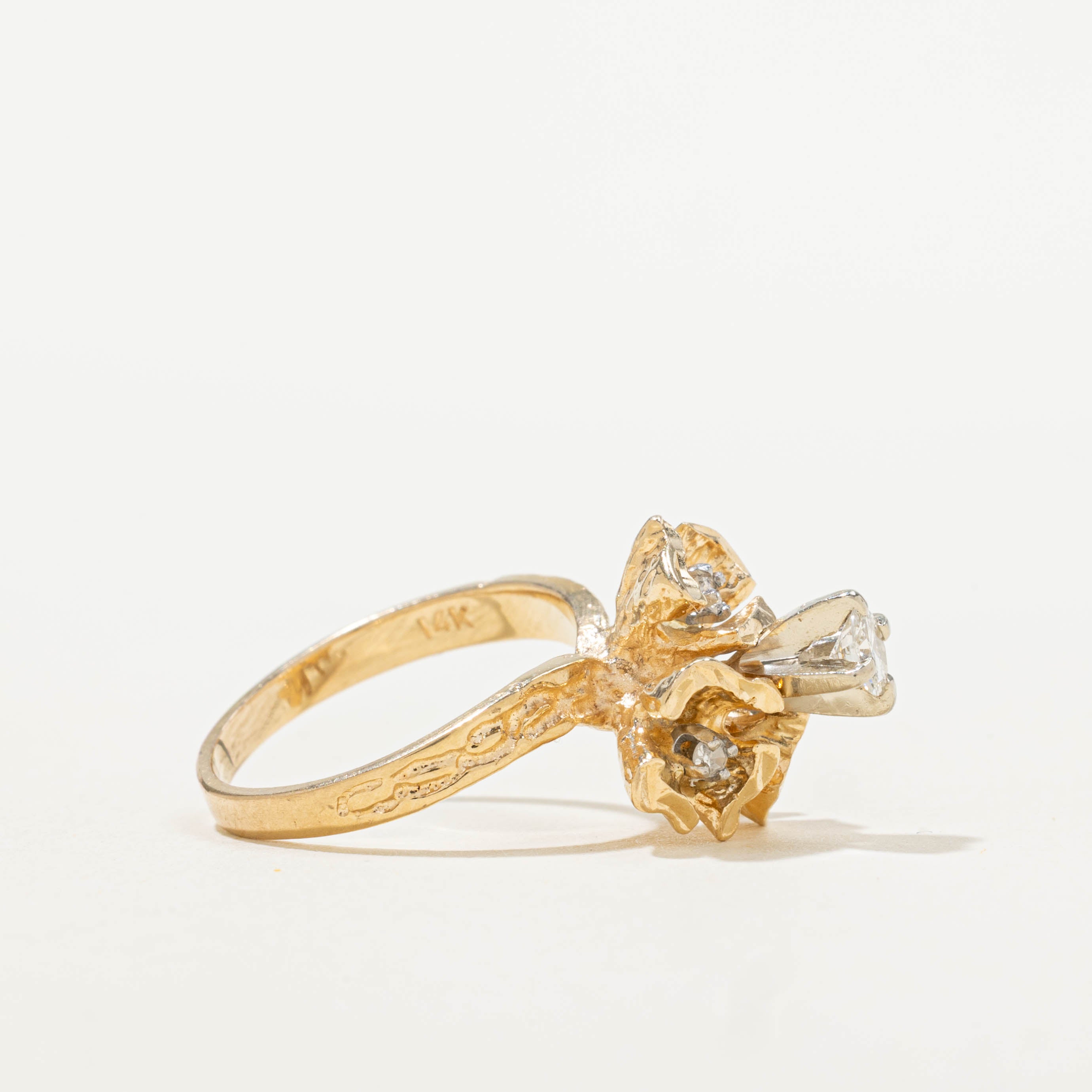 14k Scattered Diamond Flower Cocktail Ring | 0.25ctw | SZ 4.25