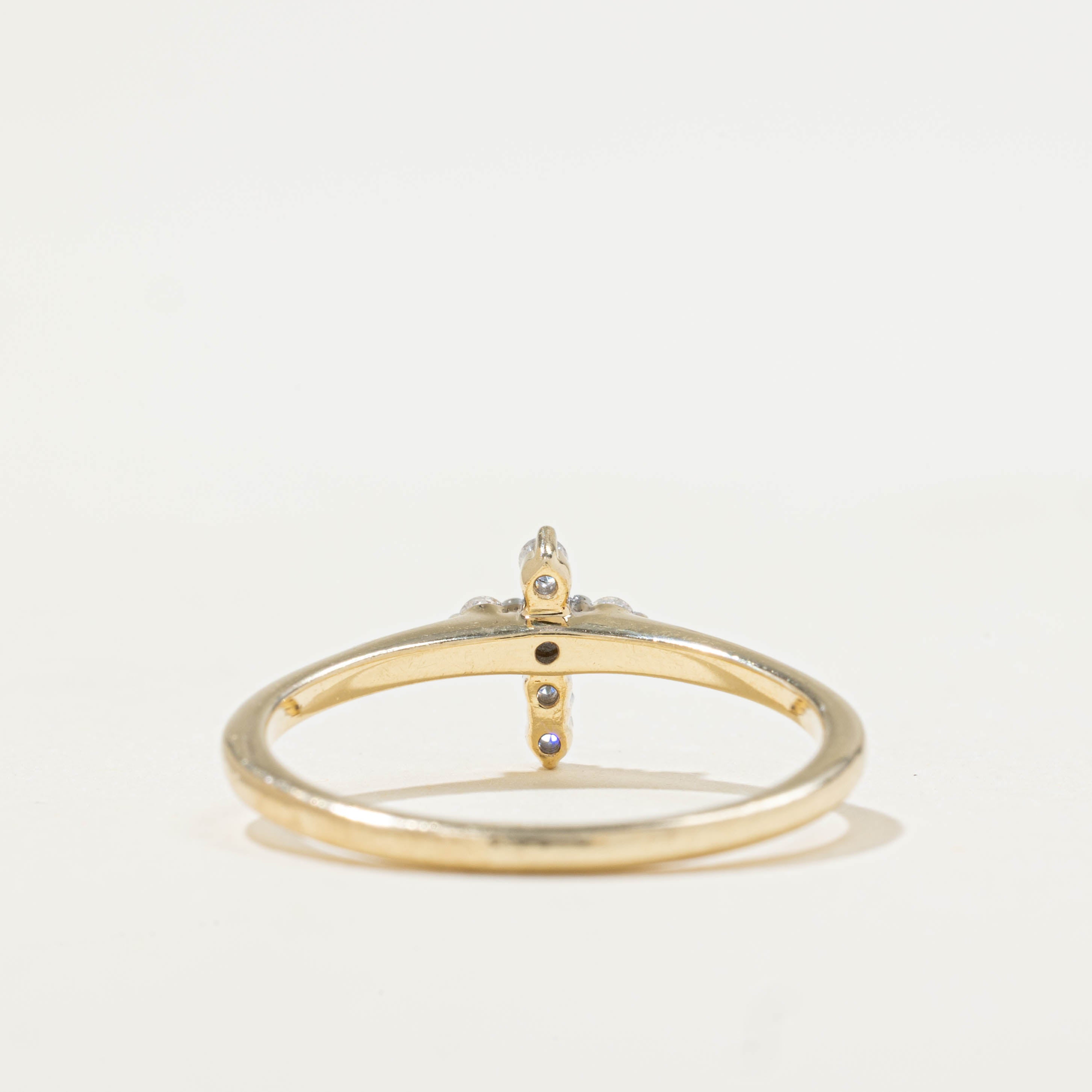 10k Bezel Set Diamond Cross Ring | 0.14ctw | SZ 6.75