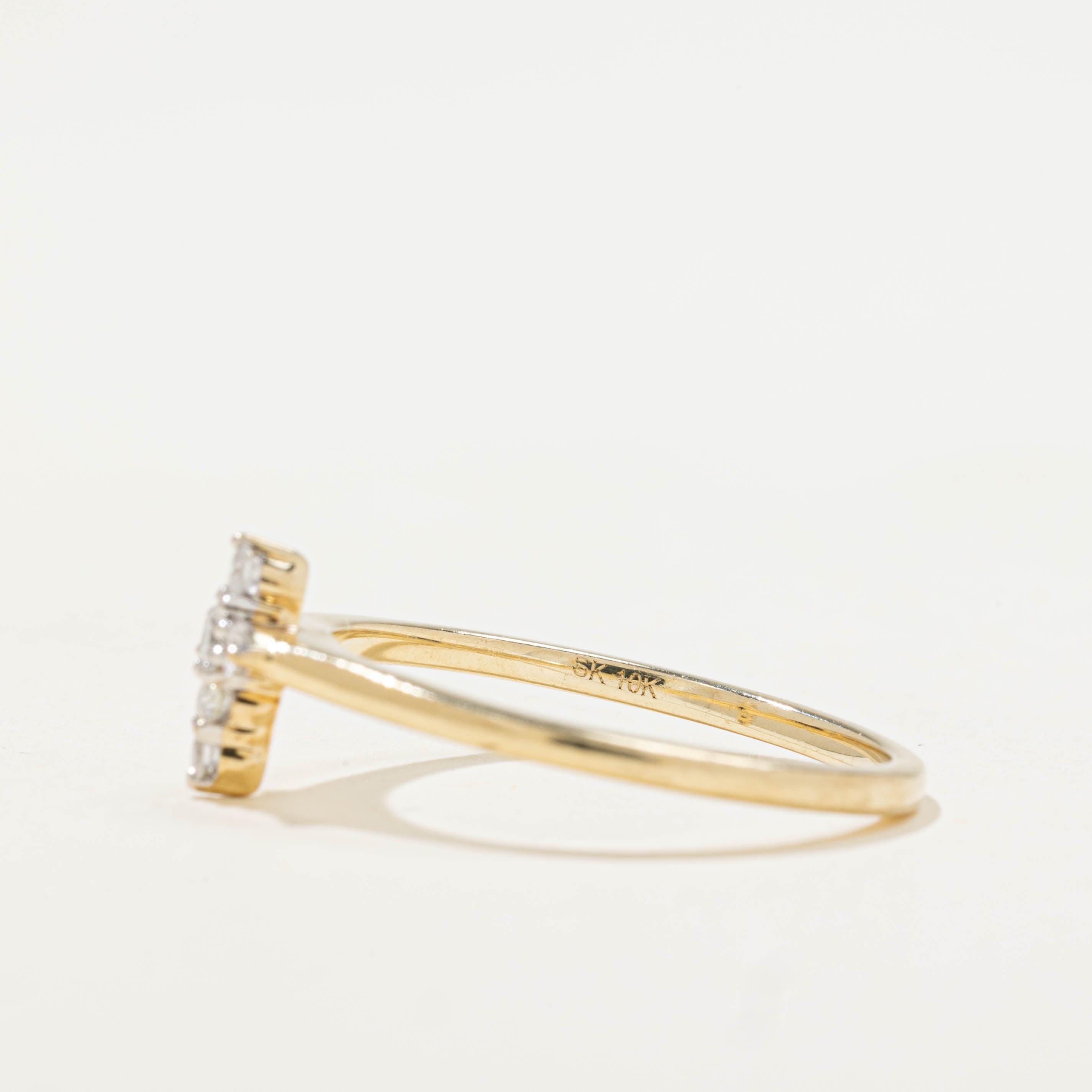 10k Bezel Set Diamond Cross Ring | 0.14ctw | SZ 6.75