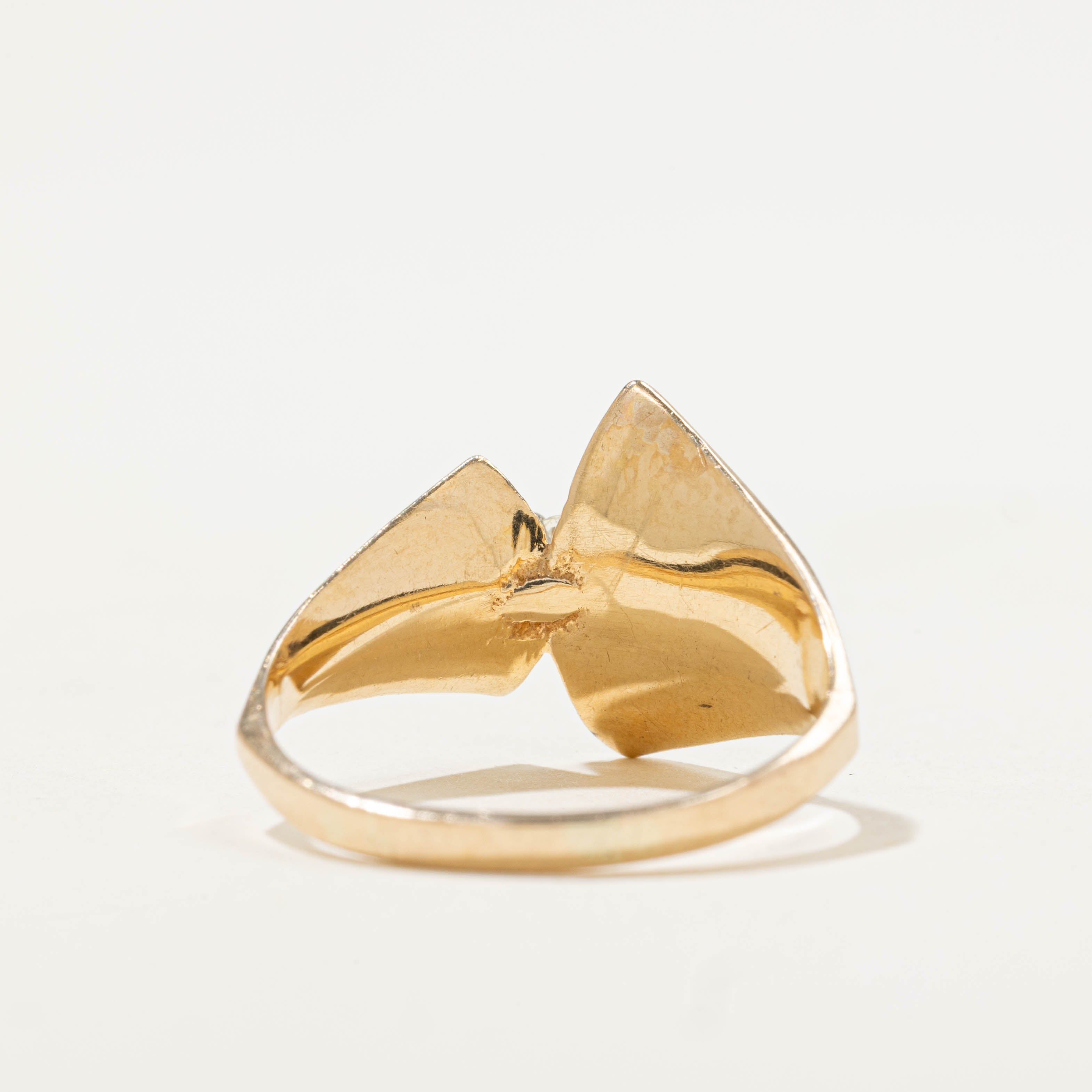 14k Diamond Concave Shield Ring | 0.14ctw | SZ 8.75