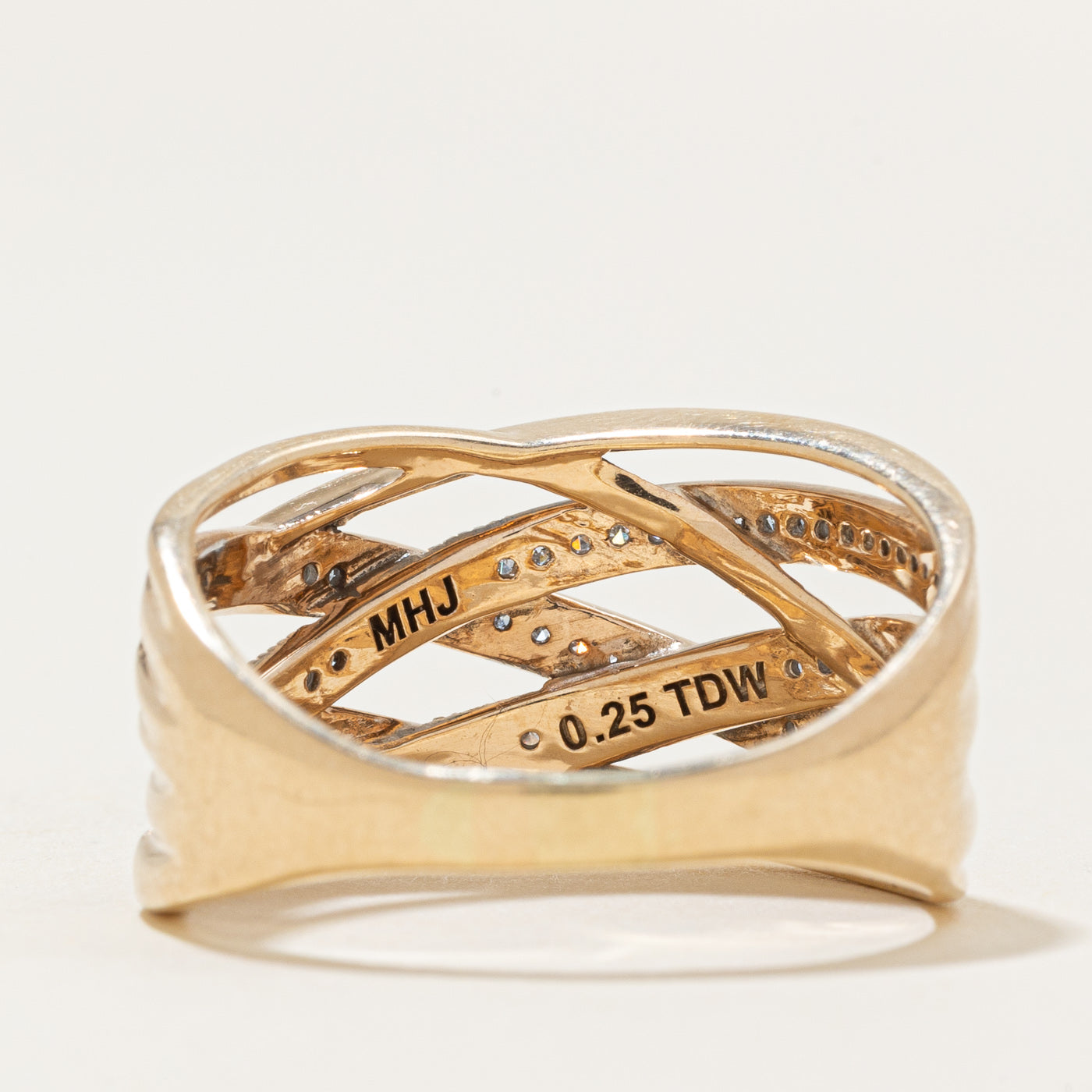 Pavé Set Diamond Multi Cross Over Ring | 0.14ctw | SZ 9.5 |