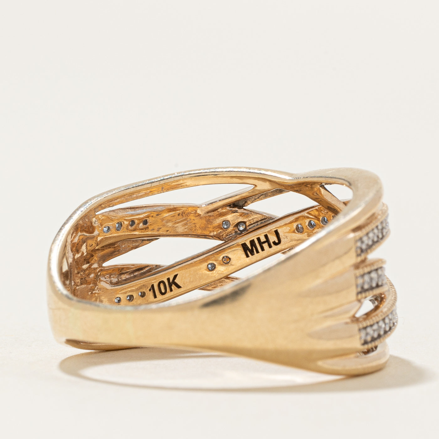 Pavé Set Diamond Multi Cross Over Ring | 0.14ctw | SZ 9.5 |