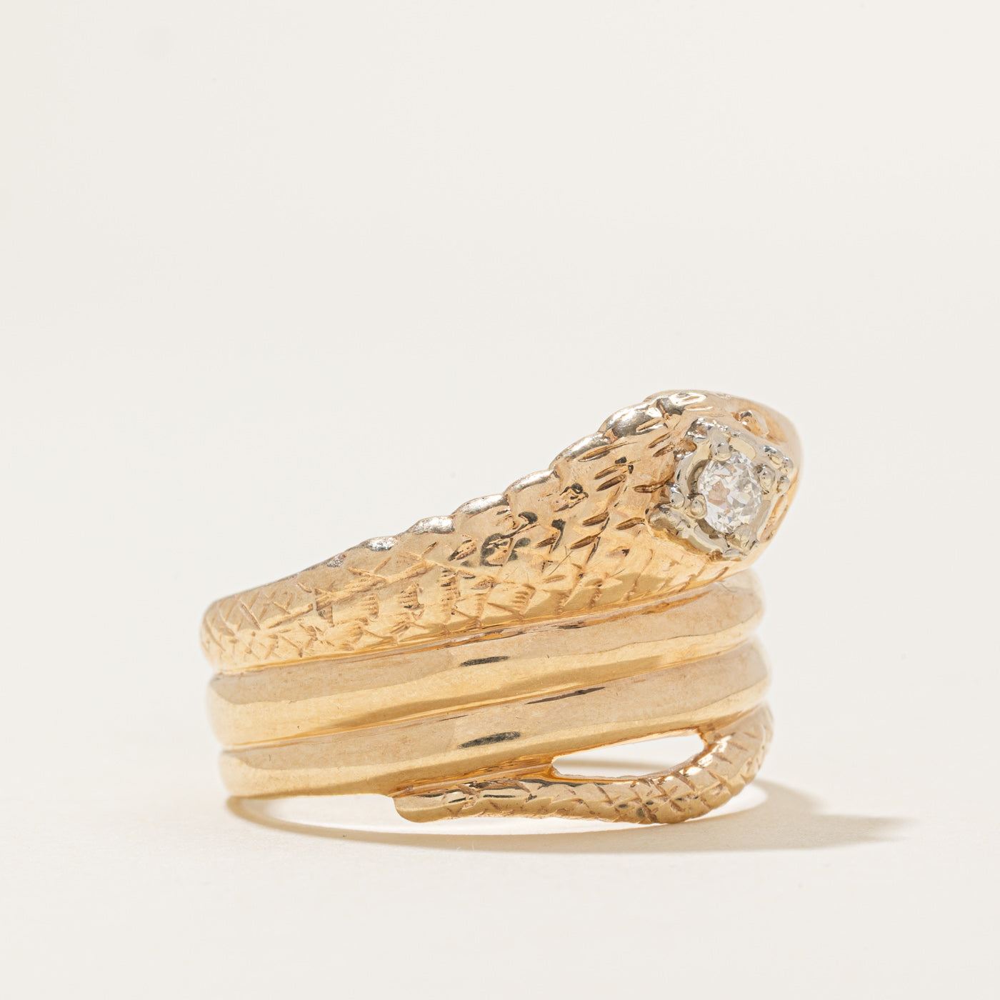 Diamond Textured Snake Ring | 0.16ct | SZ 13.0 |