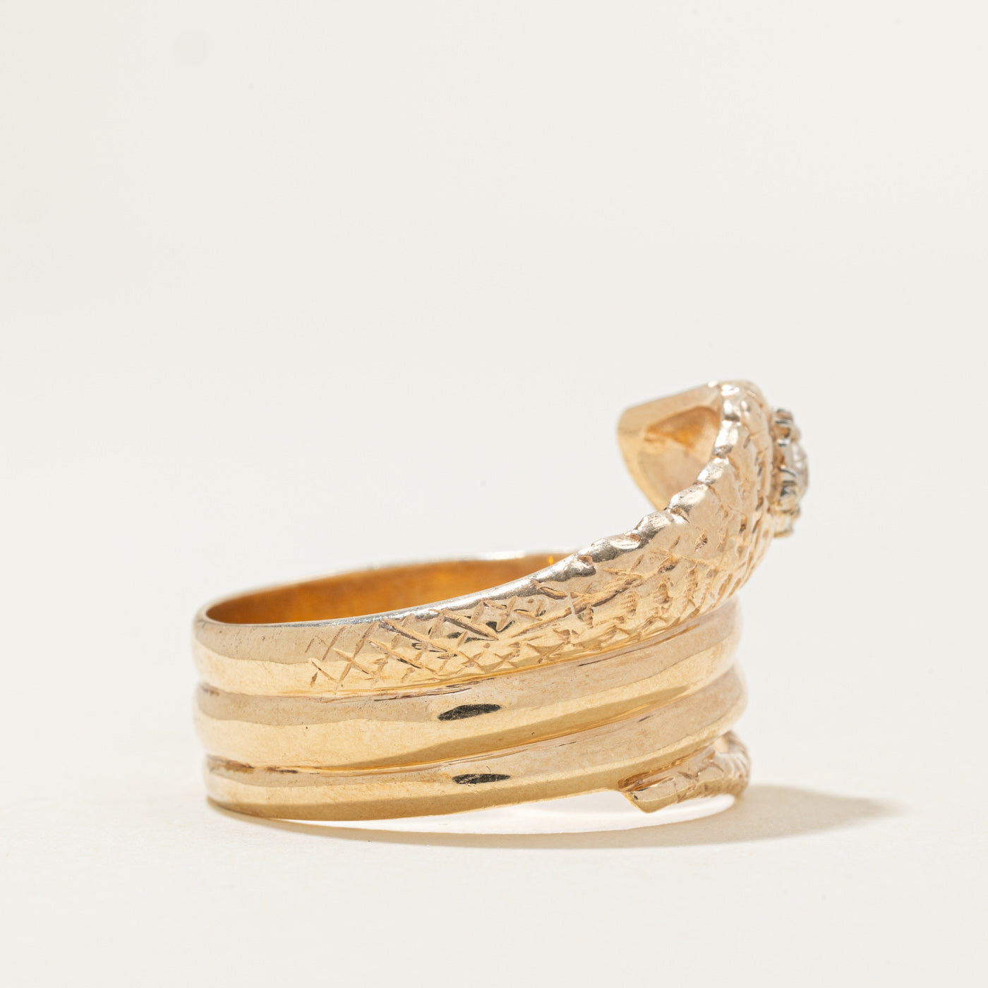 Diamond Textured Snake Ring | 0.16ct | SZ 13.0 |