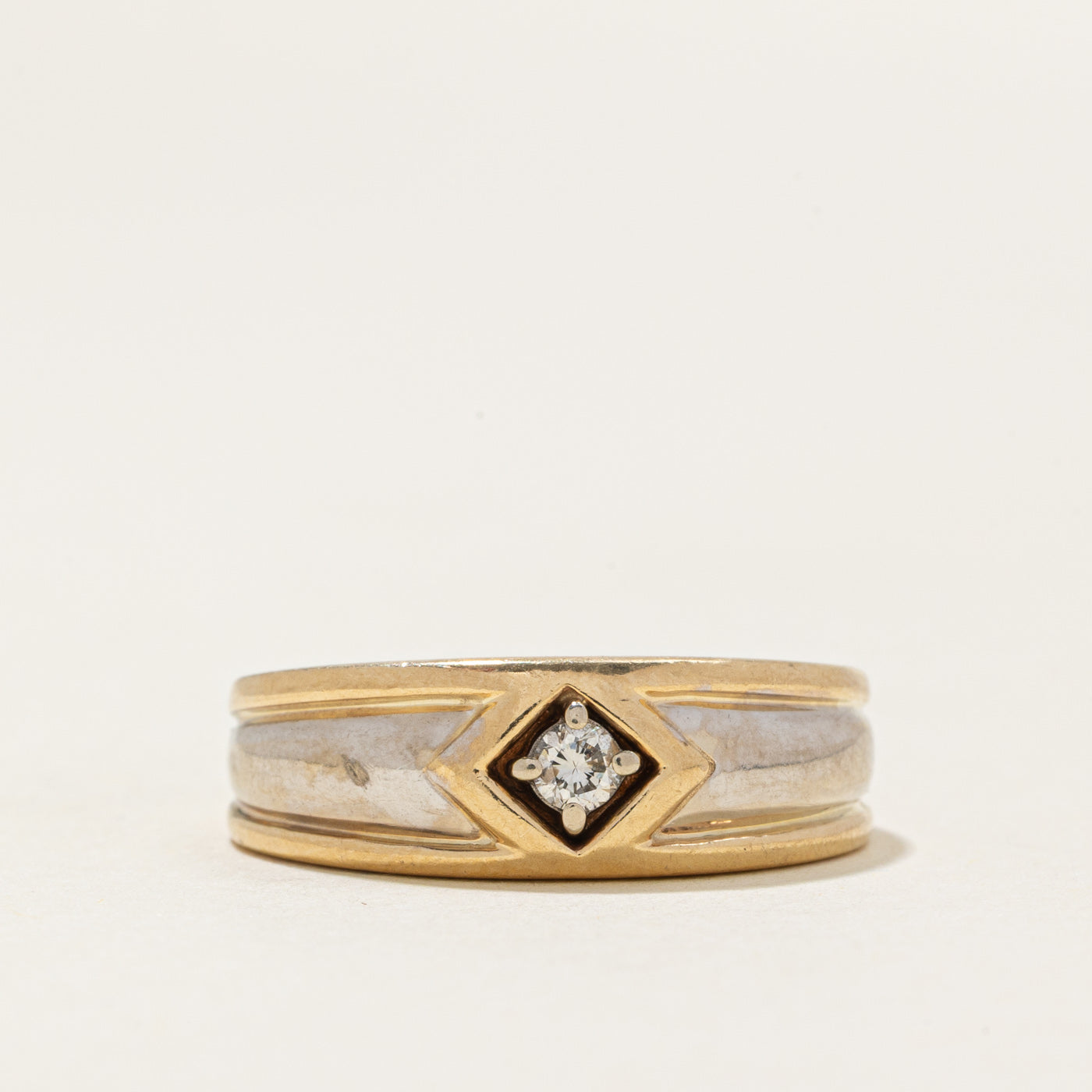 Two Tone Gold Diamond Geometric Band | 0.07ct | SZ 6.0 |