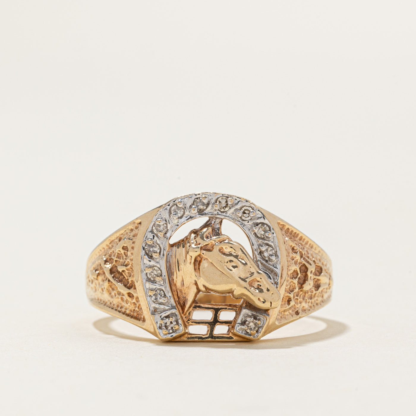Diamond Horse & Horseshoe Ring | 0.06ctw | SZ 9.75 |