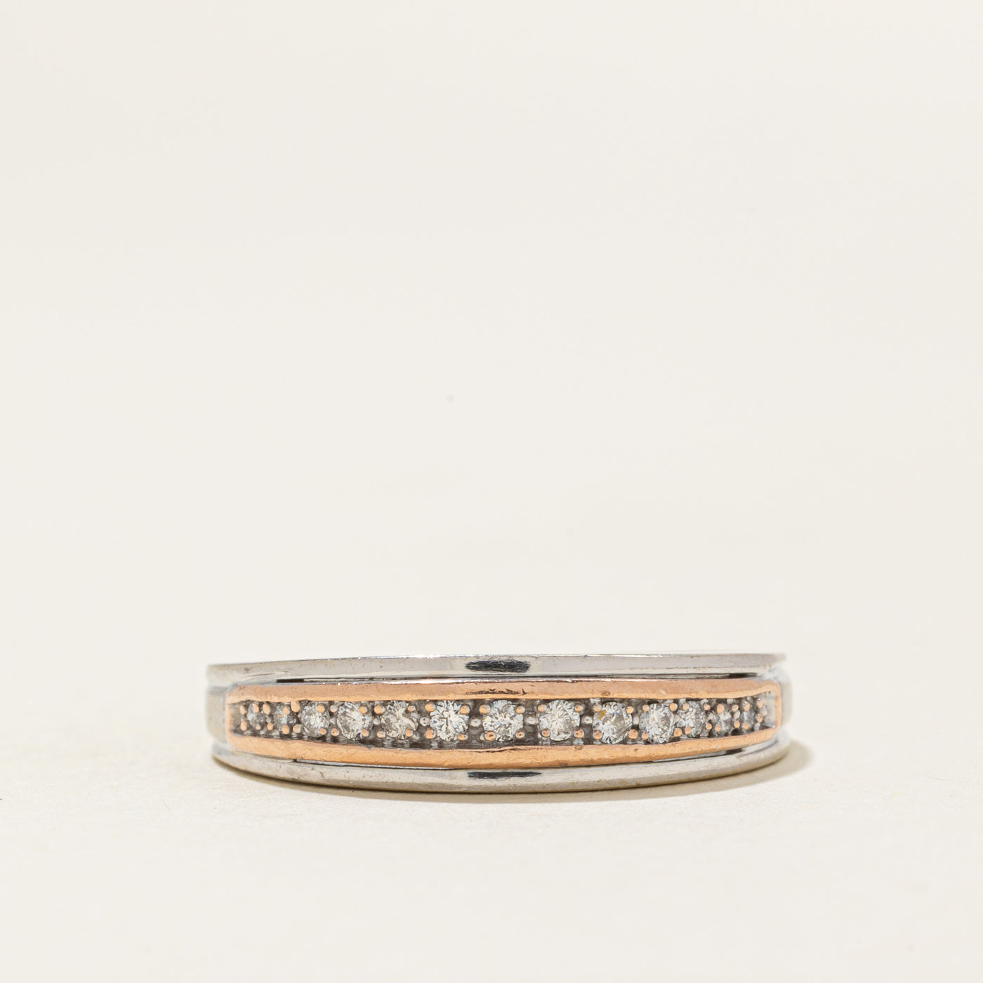 Two Tone Semi Eternity Diamond Band | 0.09ctw | SZ 8.0 |