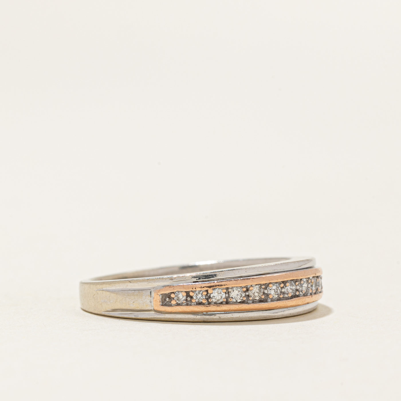 Two Tone Semi Eternity Diamond Band | 0.09ctw | SZ 8.0 |