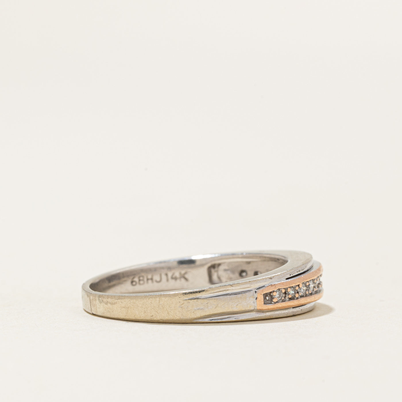 Two Tone Semi Eternity Diamond Band | 0.09ctw | SZ 8.0 |