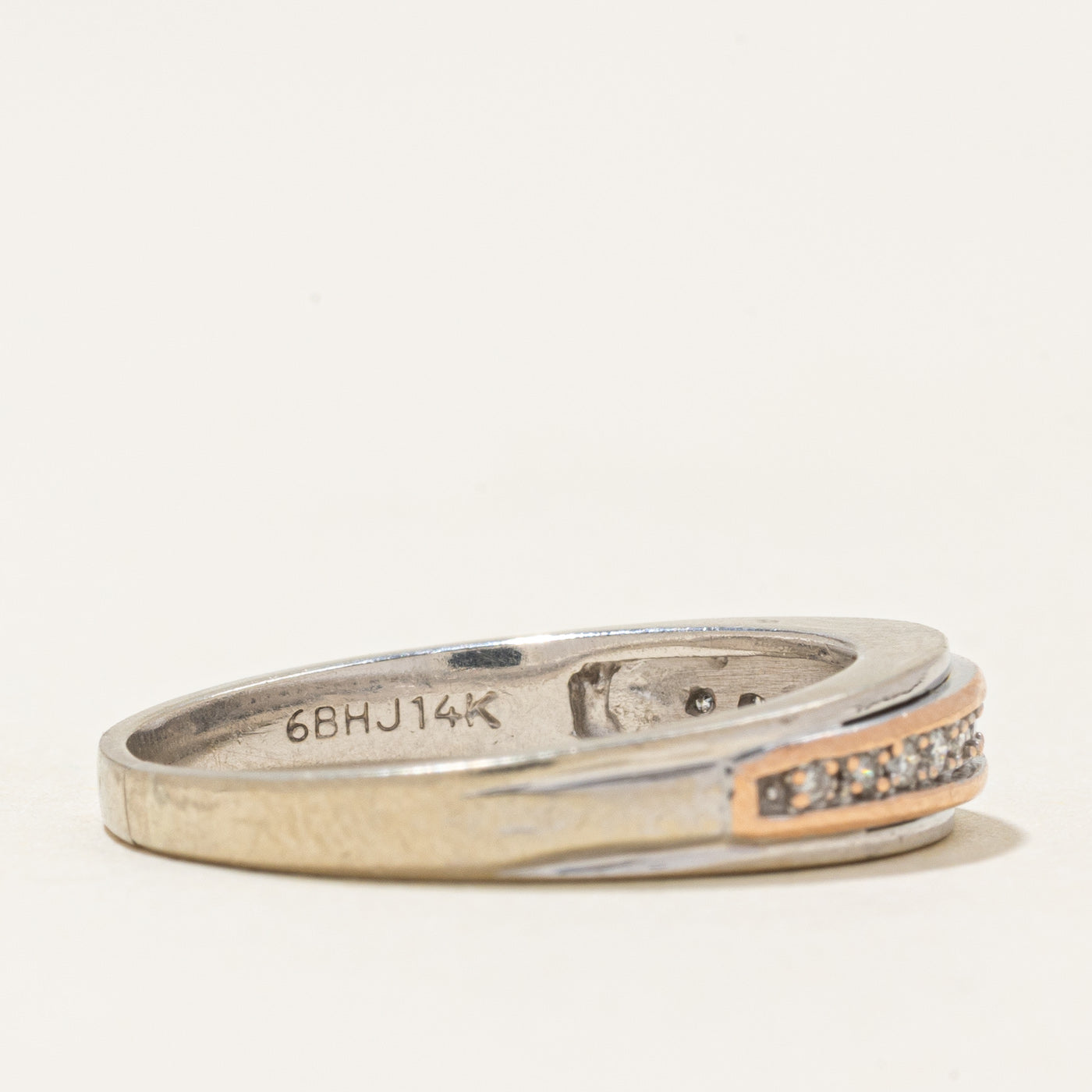 Two Tone Semi Eternity Diamond Band | 0.09ctw | SZ 8.0 |