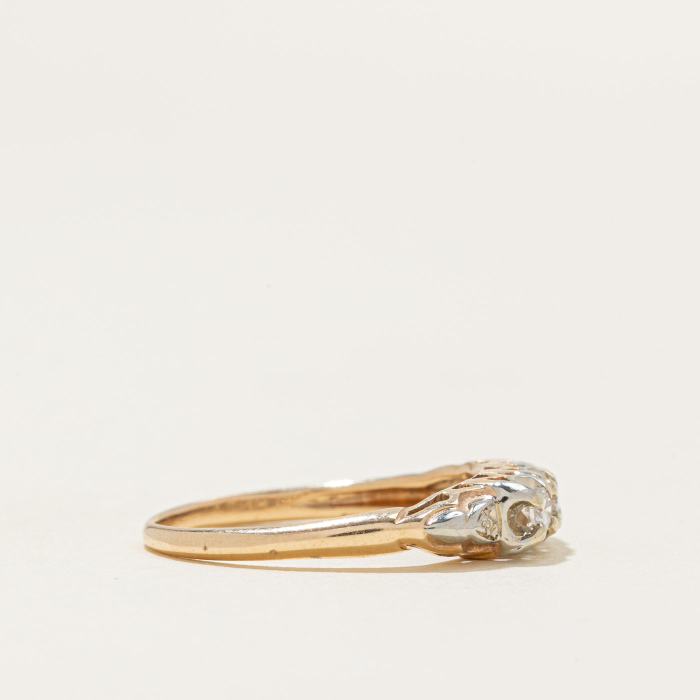 Three Stone Diamond Textured Ring | 0.12ctw | SZ 5.25 |